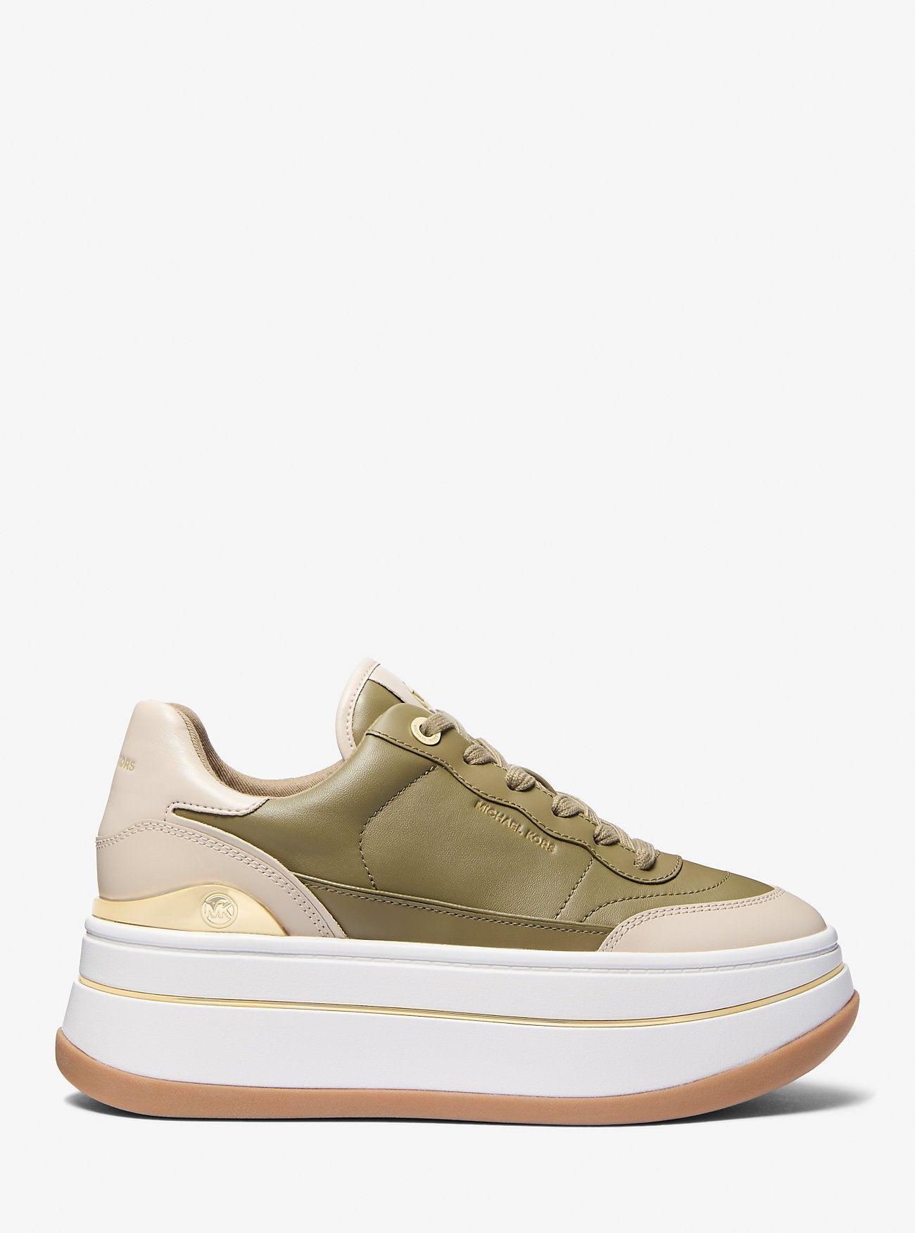 Hayes Two-Tone Leather Platform Sneaker SAFARI GREEN