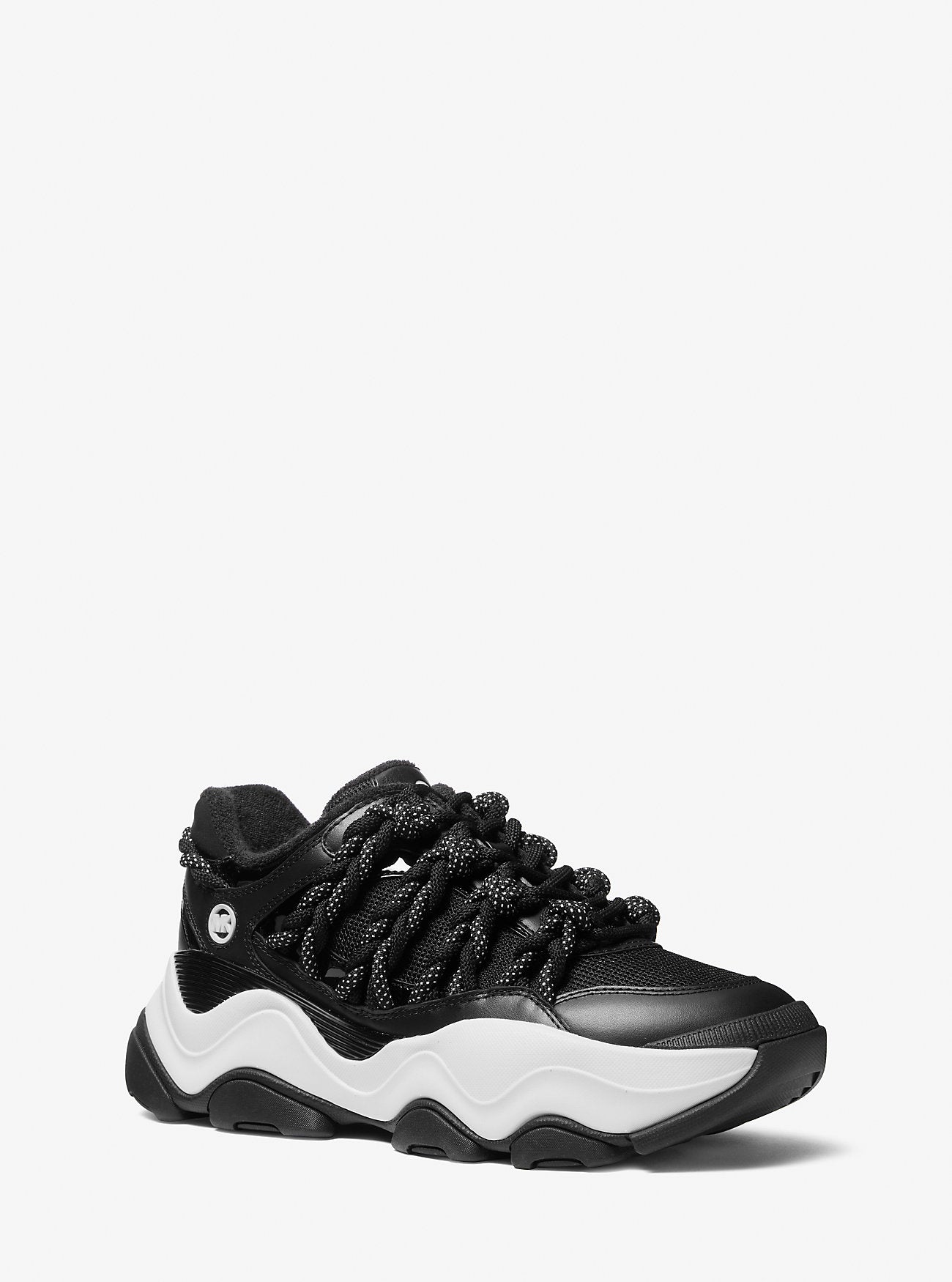 Atlas Cord Leather and Mesh Trainer BLACK