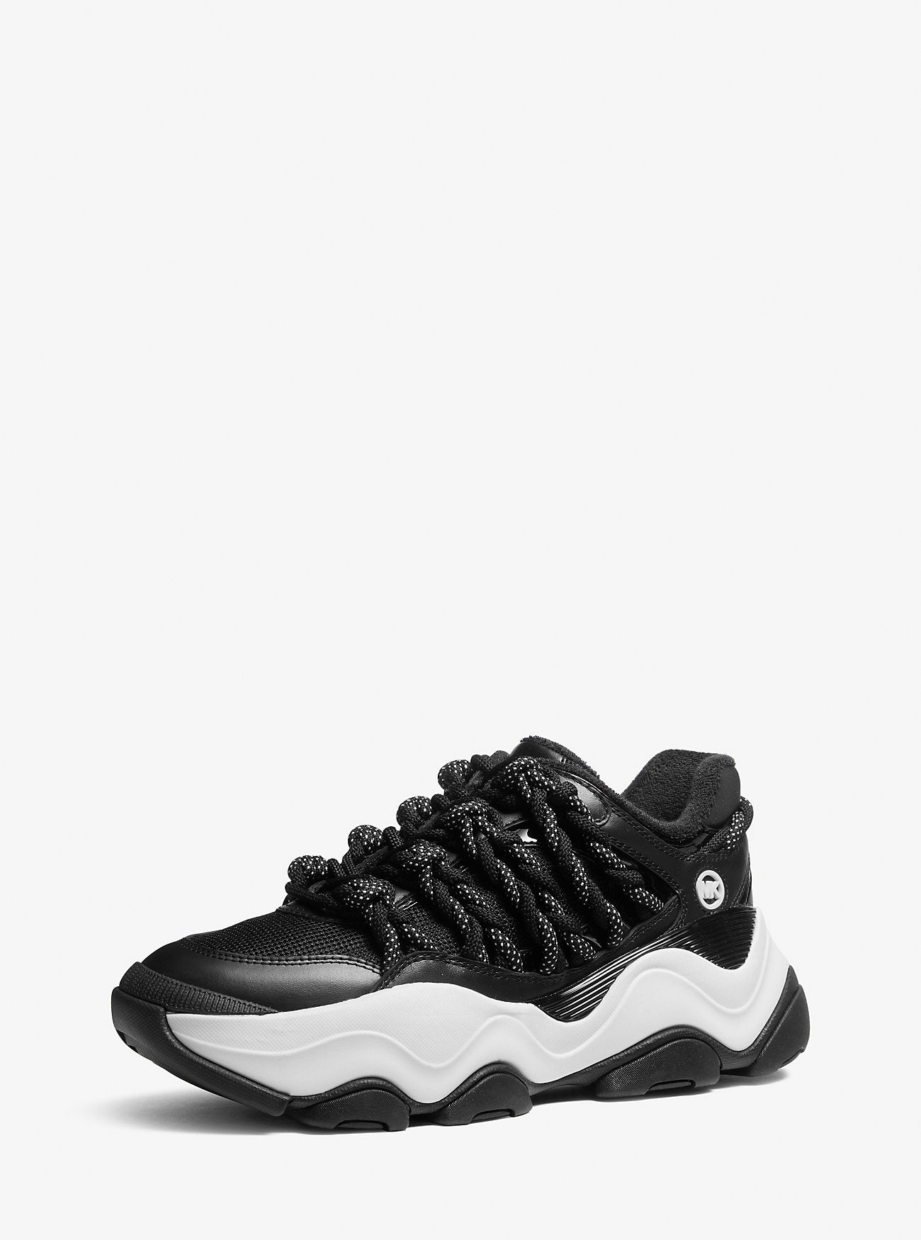 Atlas Cord Leather and Mesh Trainer BLACK