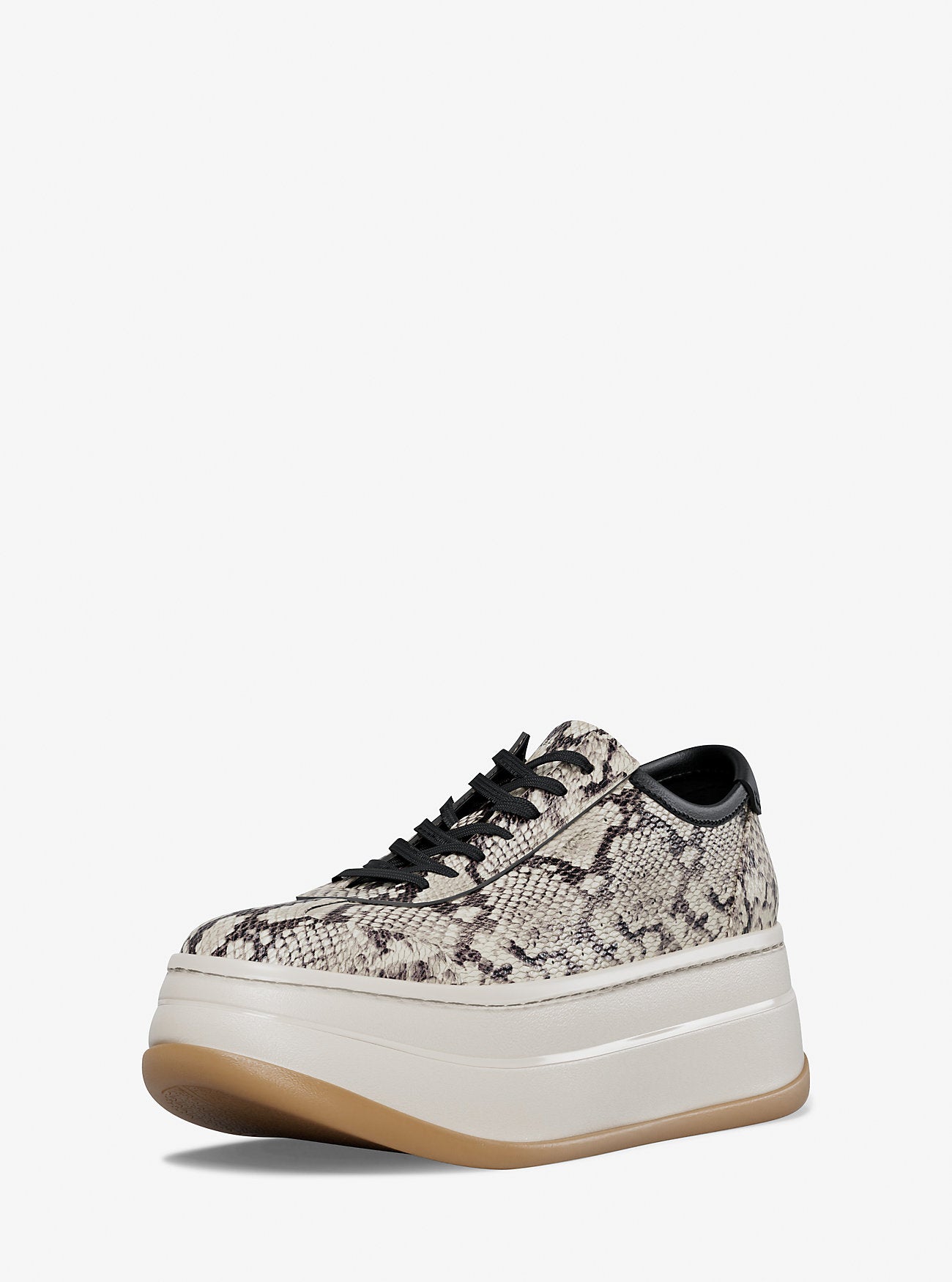 Hayes Snake Embossed Leather Platform Sneaker NATURAL