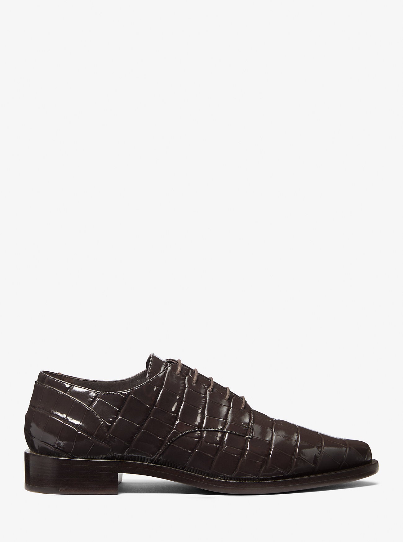 Annette Crocodile Embossed Patent Leather Oxford CHOCOLATE