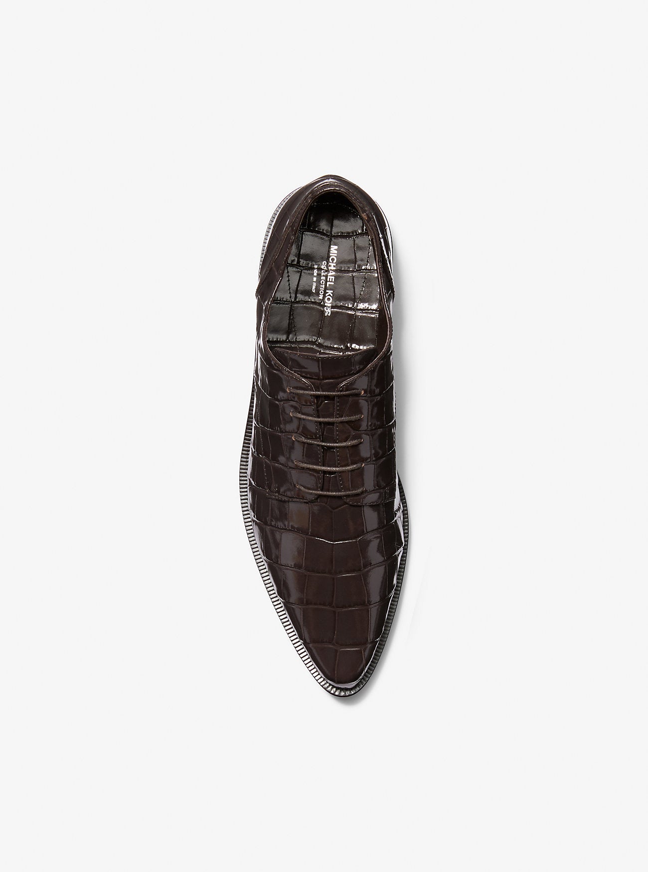 Annette Crocodile Embossed Patent Leather Oxford CHOCOLATE