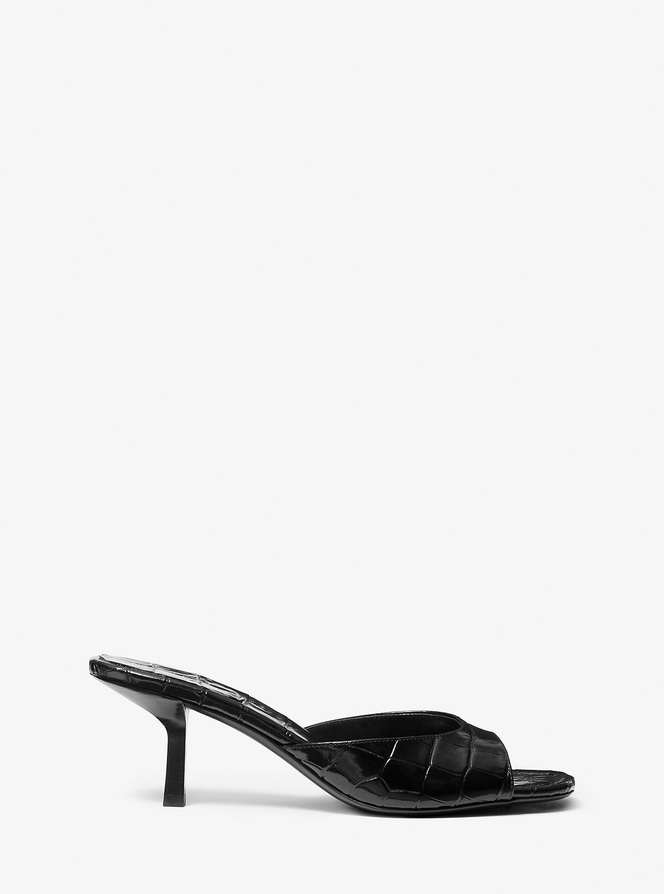 Anita Crocodile Embossed Leather Sandal BLACK
