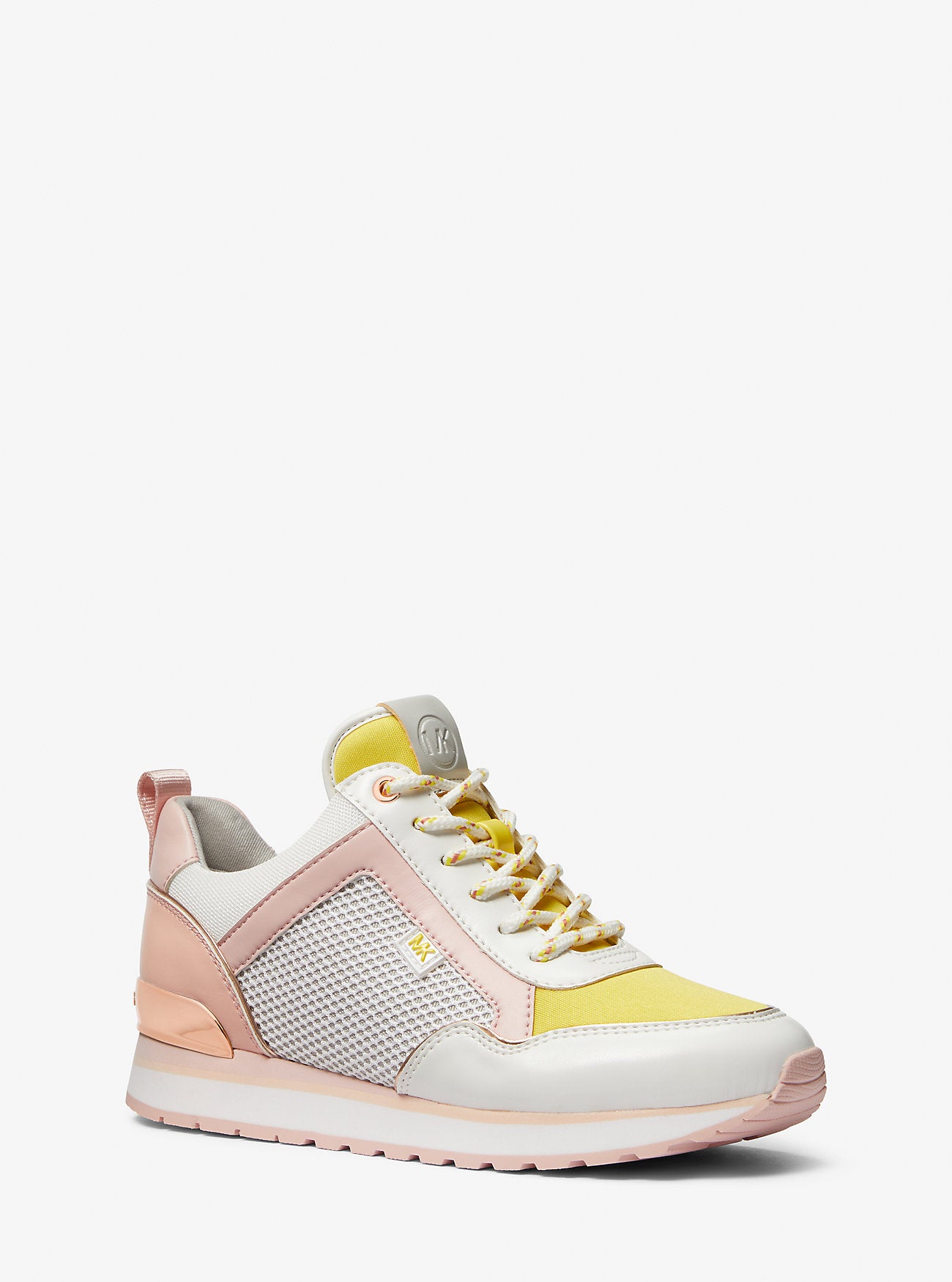 Maddy Color-Block Mixed-Media Trainer OPTIC WHITE