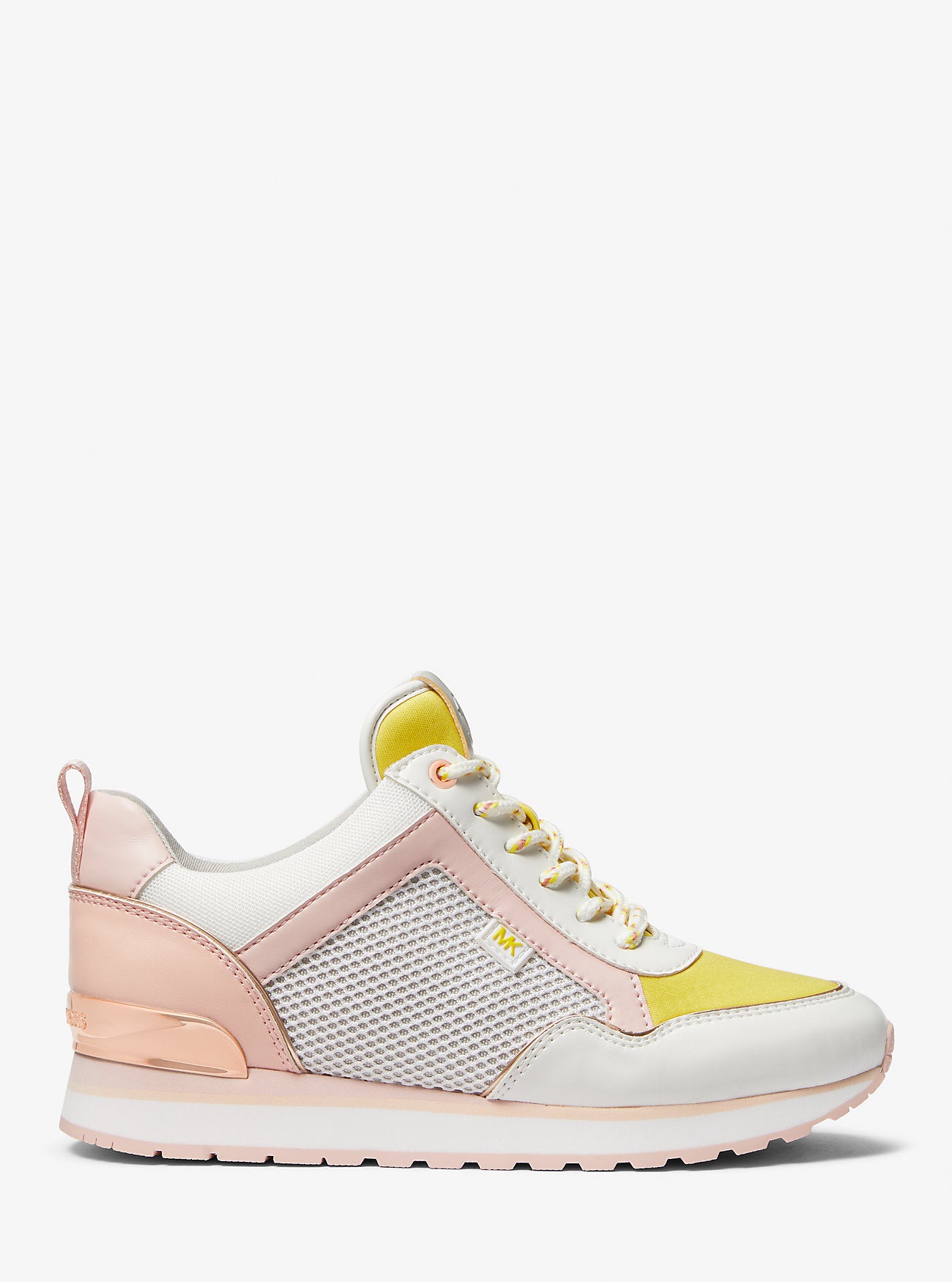 Maddy Color-Block Mixed-Media Trainer OPTIC WHITE