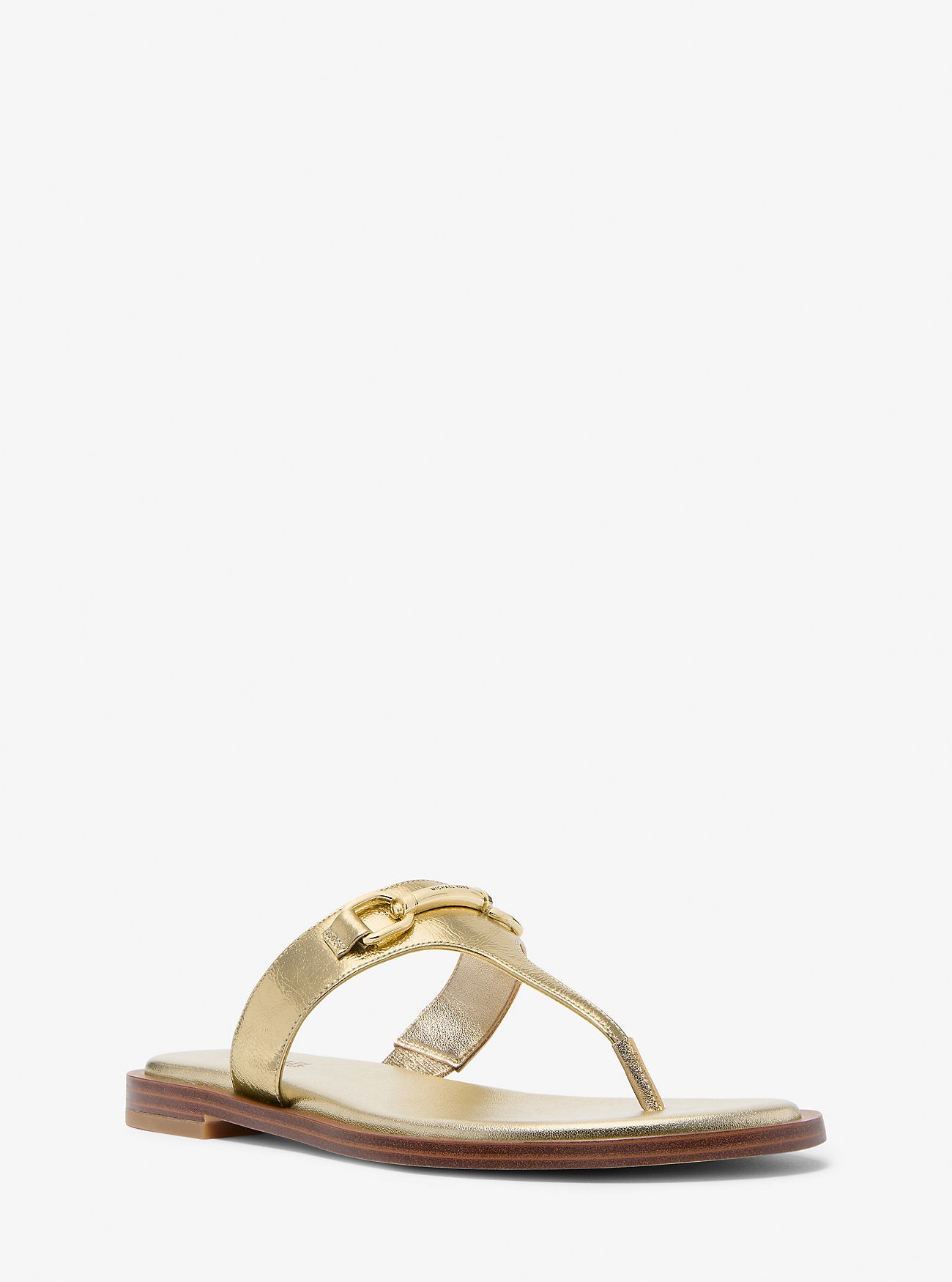 Carson Crackled Metallic Leather Sandal PALE GOLD