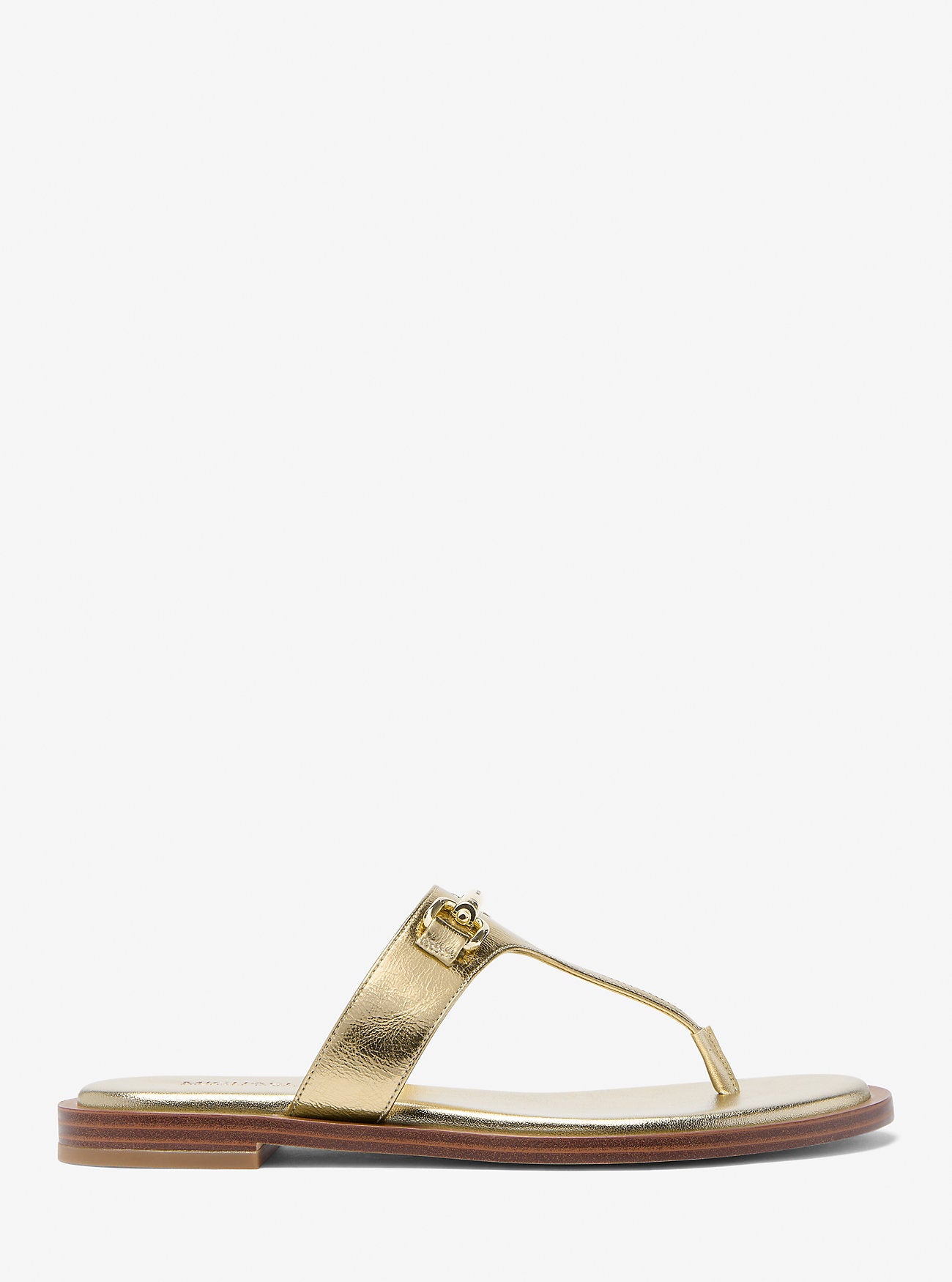 Carson Crackled Metallic Leather Sandal PALE GOLD