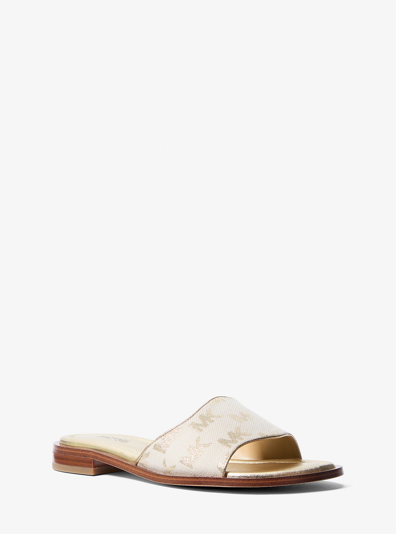 Hannah Metallic Logo Jacquard Slide Sandal PALE GOLD