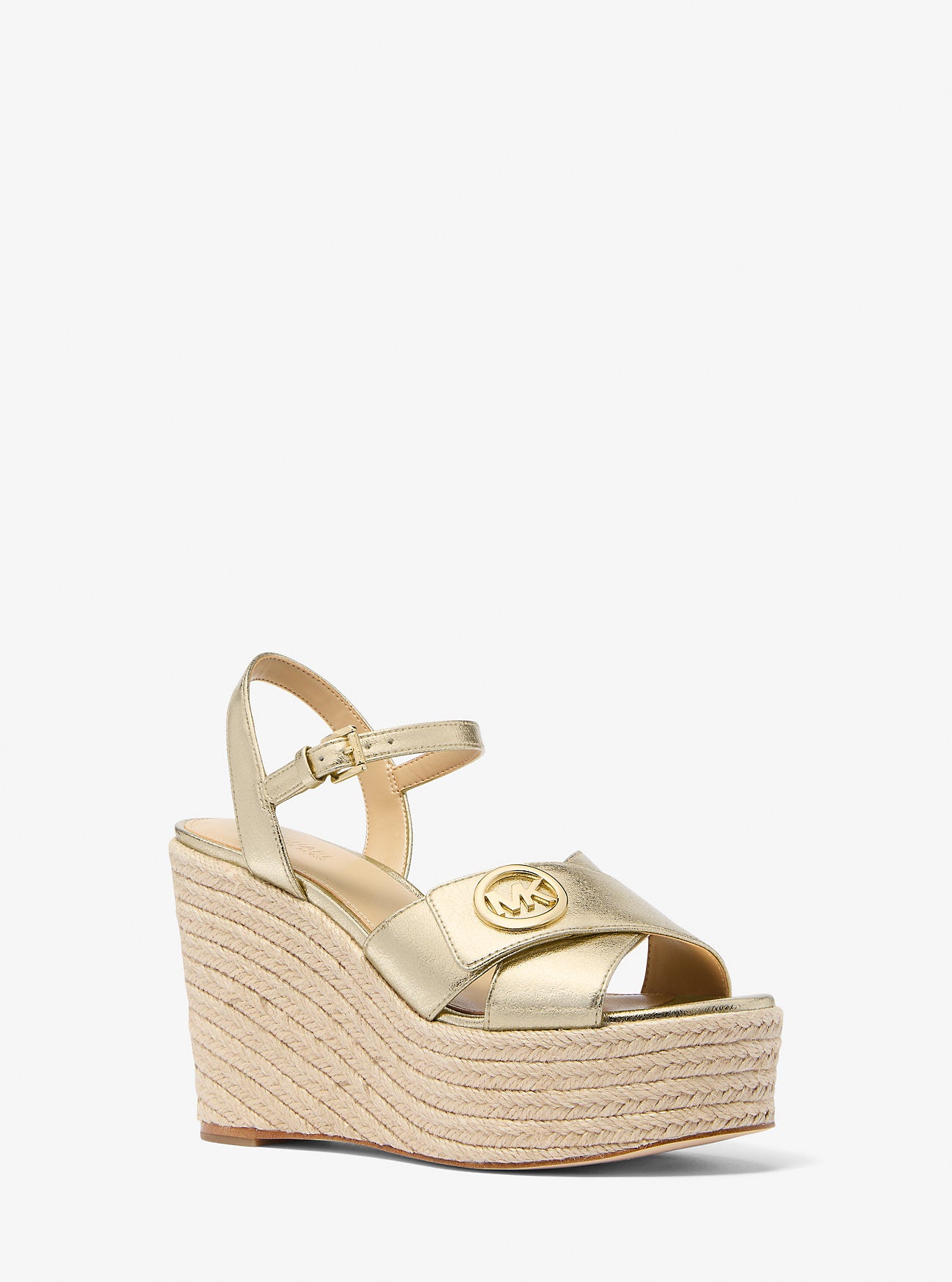 Hannah Metallic Nylon Blend Wedge Sandal PALE GOLD