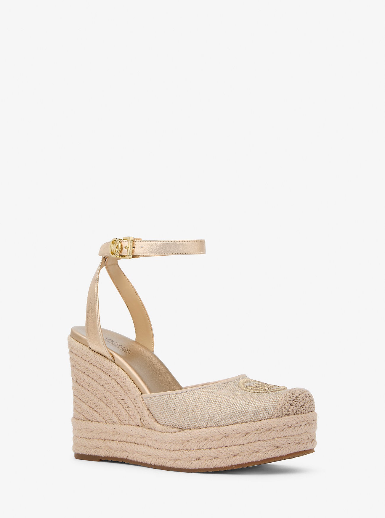 Larissa Metallic Canvas Espadrille Wedge PALE GOLD