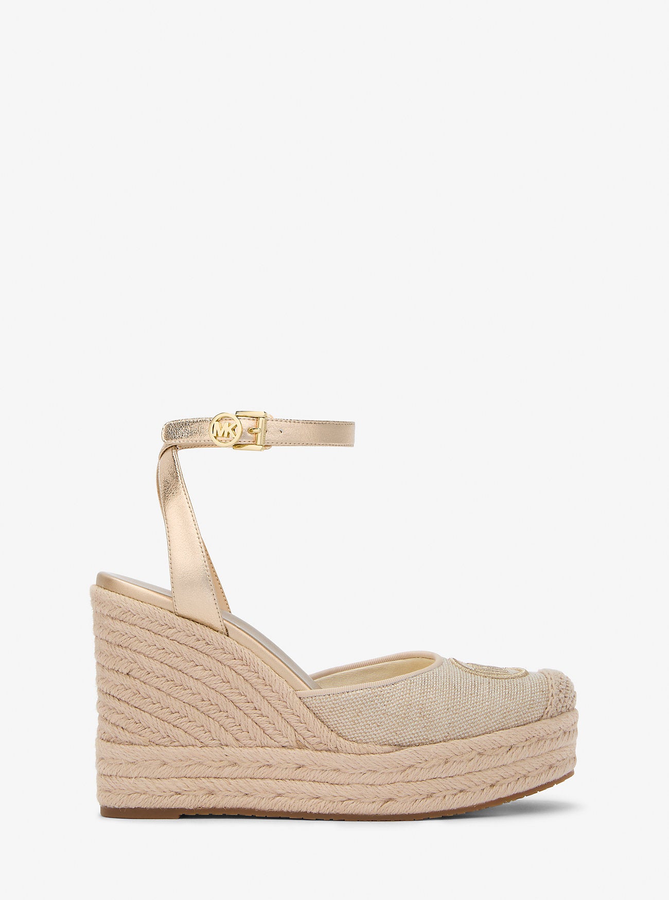 Larissa Metallic Canvas Espadrille Wedge PALE GOLD