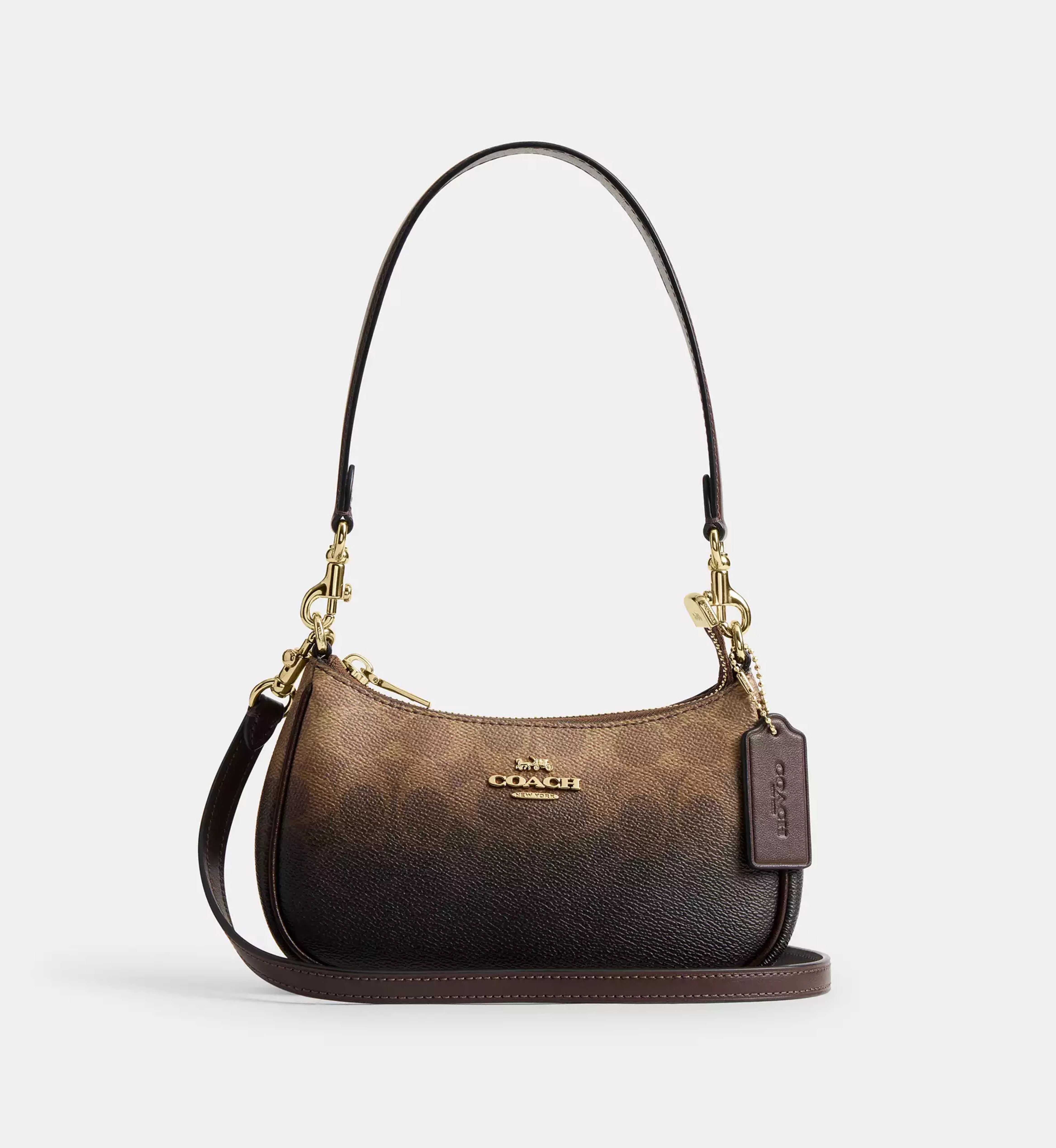 Coach Teri Mini Crossbody Bag In Ombre Signature Canvas 'Signature Canvas Gold Brown'