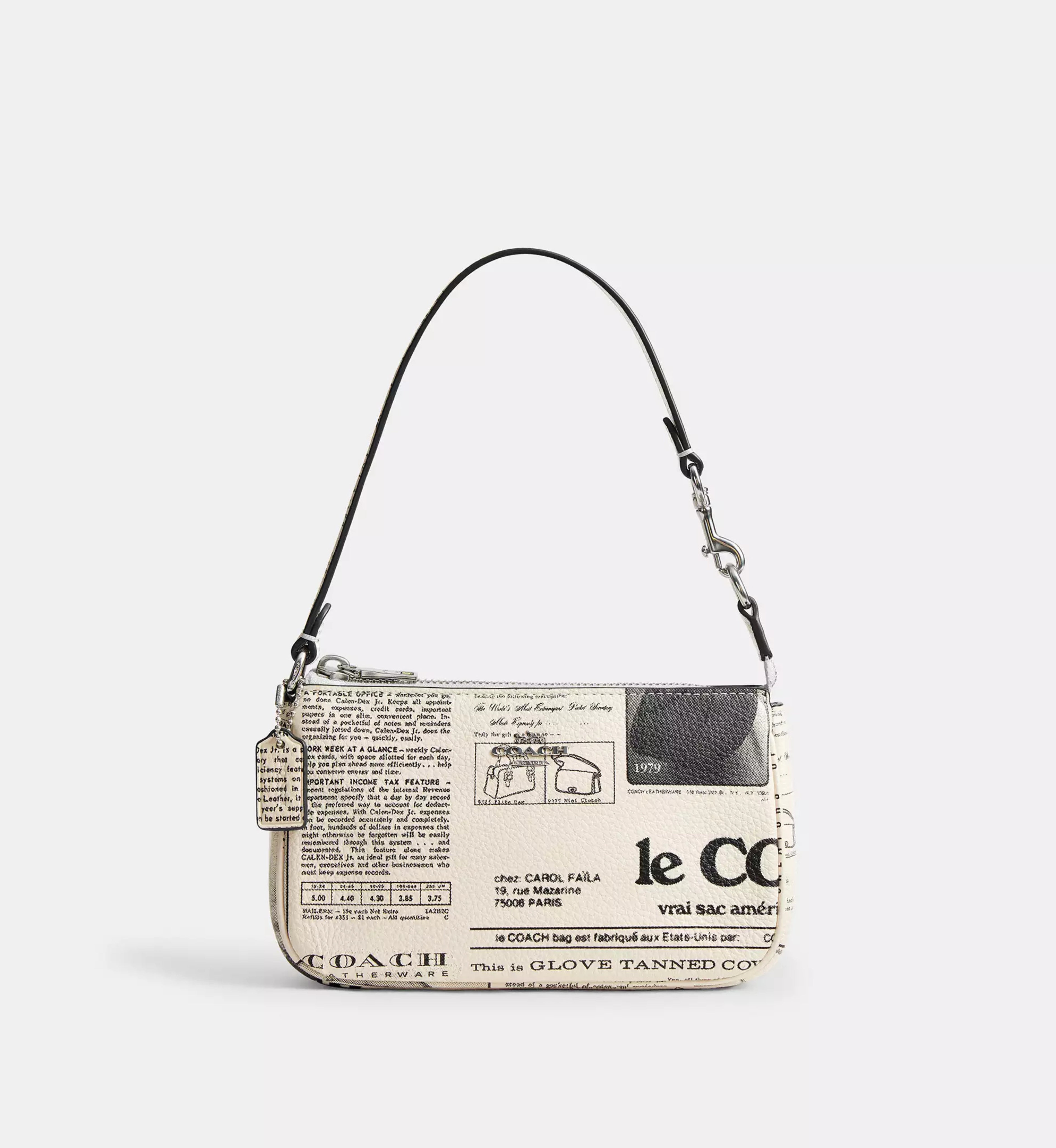 Coach Nolita 19 With Newspaper Print 'Pebbled leather Silver Chalk Multi'