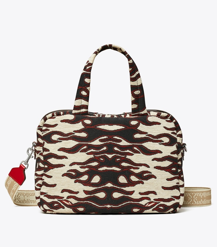Tory Burch Jacquard Satchel Black/Red