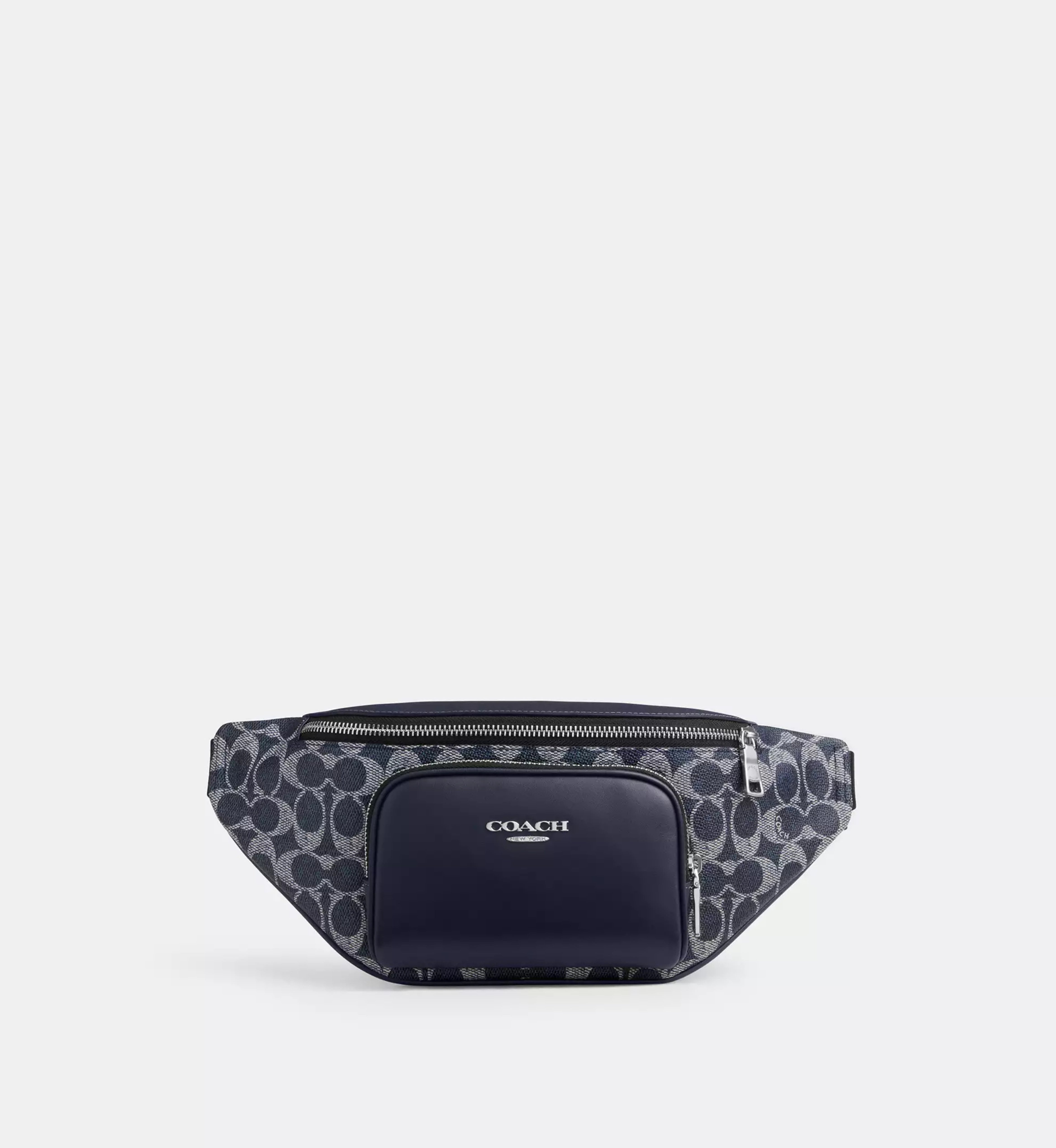 Coach Racer Small Belt Bag In Signature Canvas 'Signature Canvas Silver Denim Chalk'