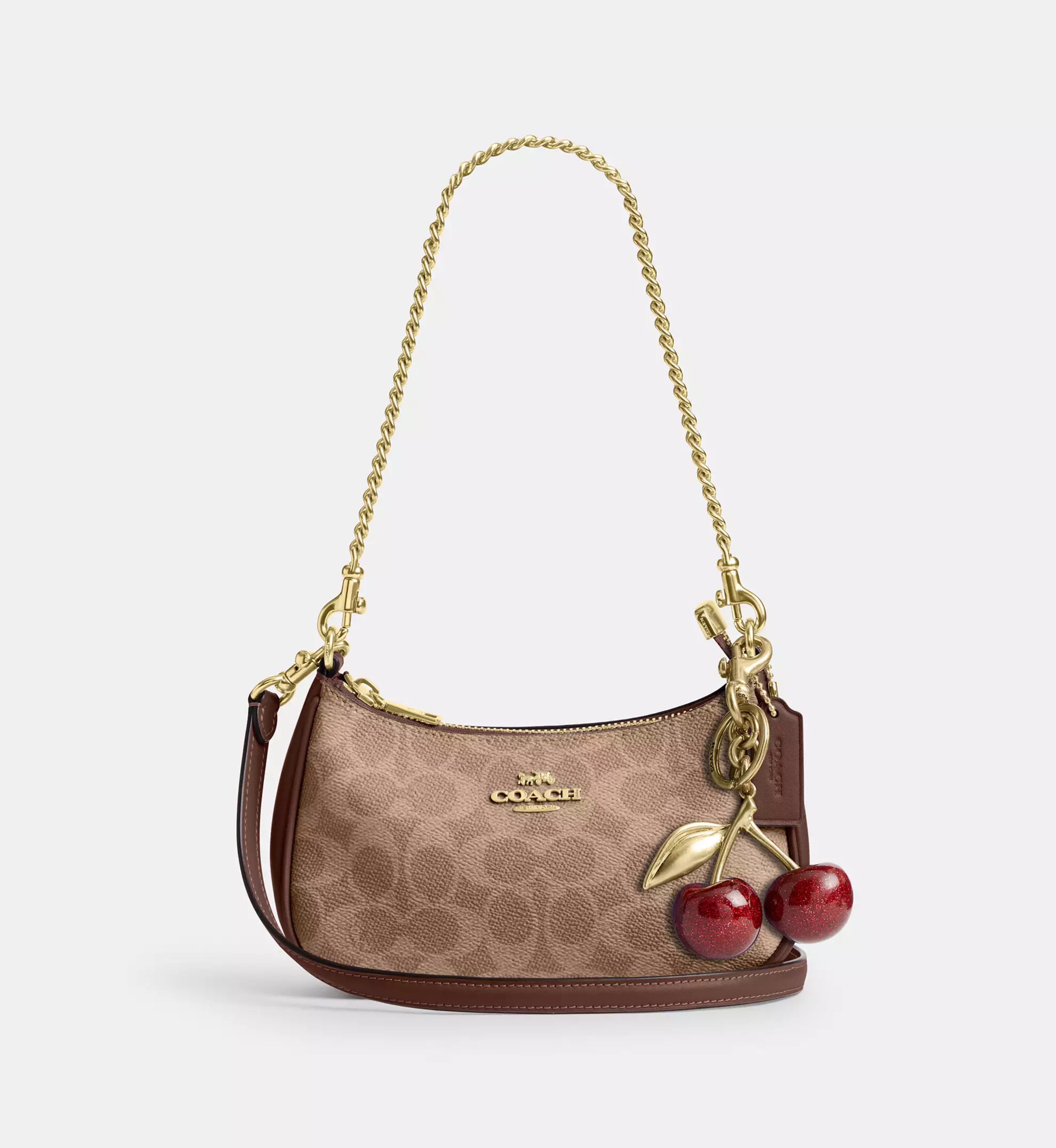Coach Teri Mini Crossbody Bag In Signature Canvas 'Signature Canvas Gold Tan Brown'