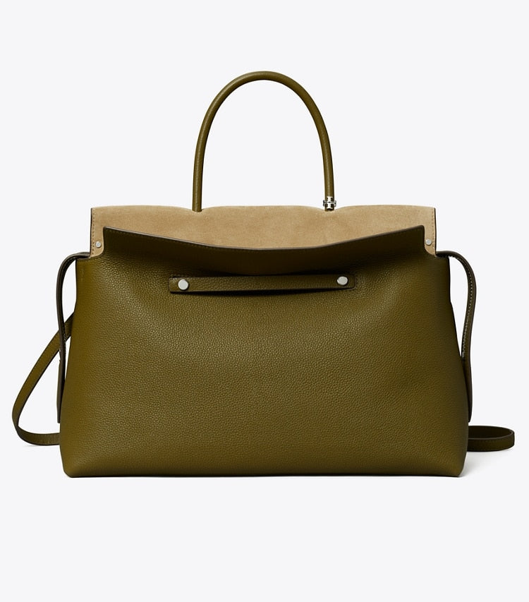 Tory Burch Large Mercer Pebbled Satchel Leccio