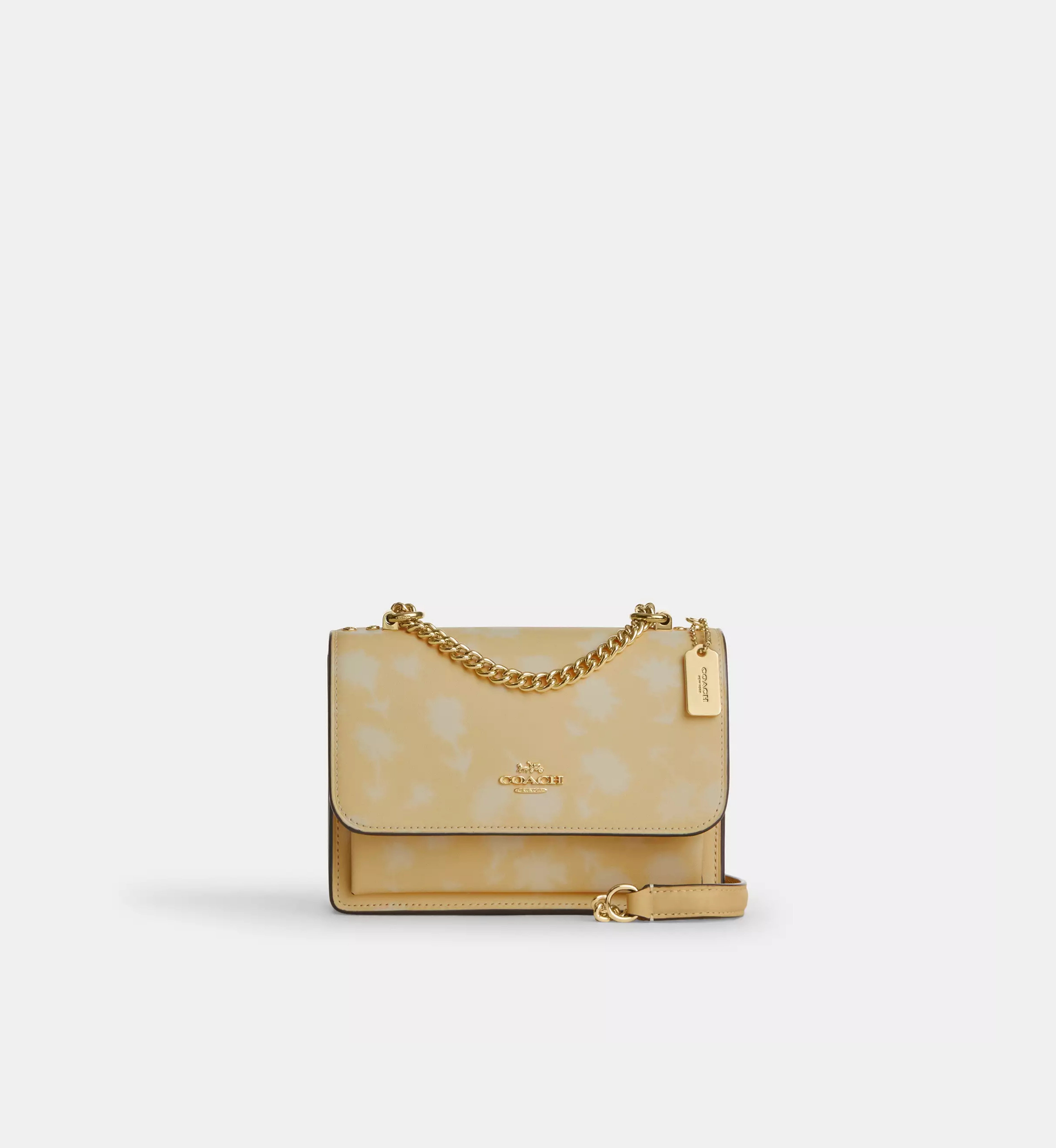 Coach Mini Klare Crossbody Bag With Floral Print 'Pebbled Leather Gold Washed Yellow'