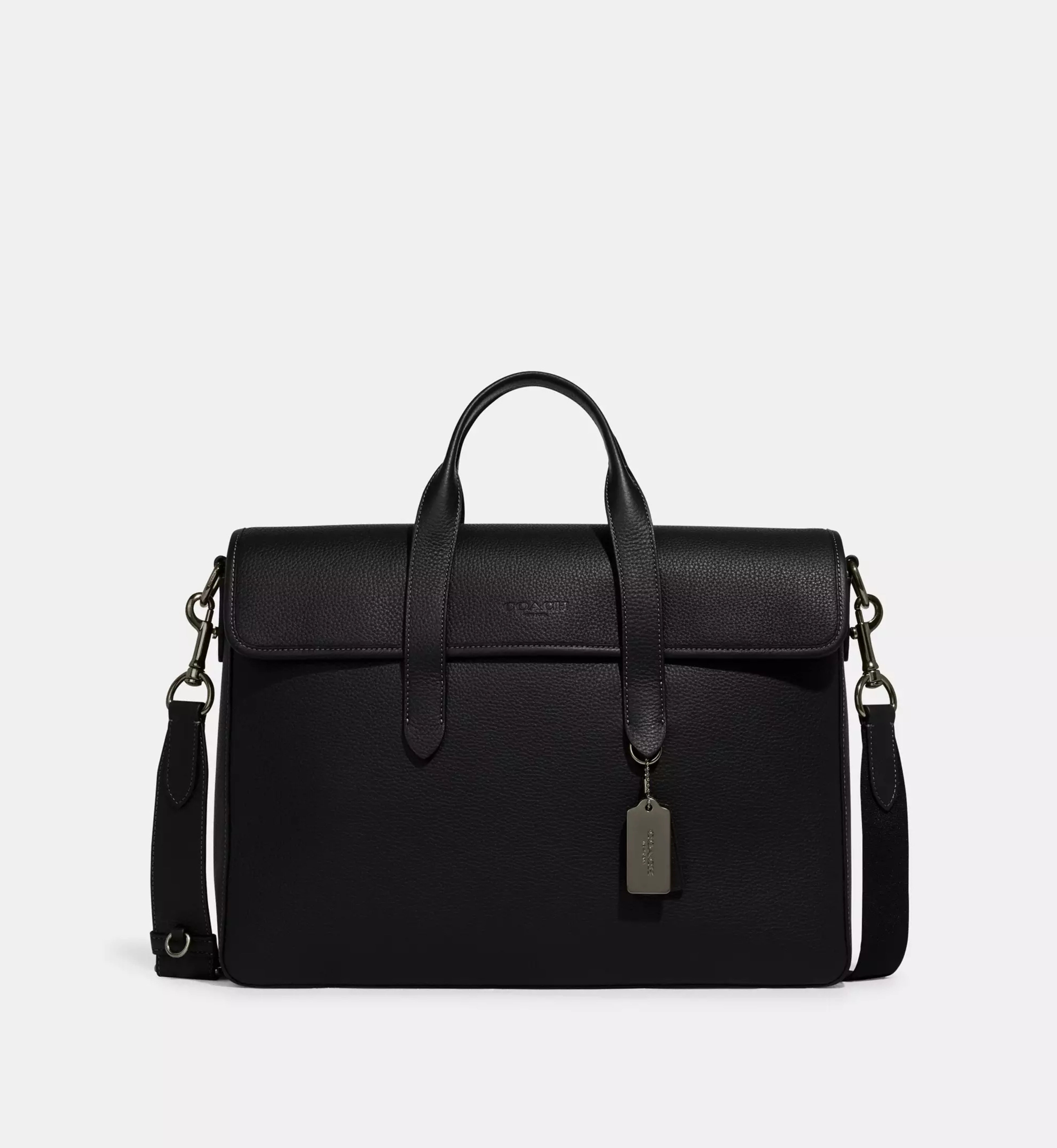 Coach Sullivan Portfolio Brief 'Pebbled Leather Gunmetal Black'