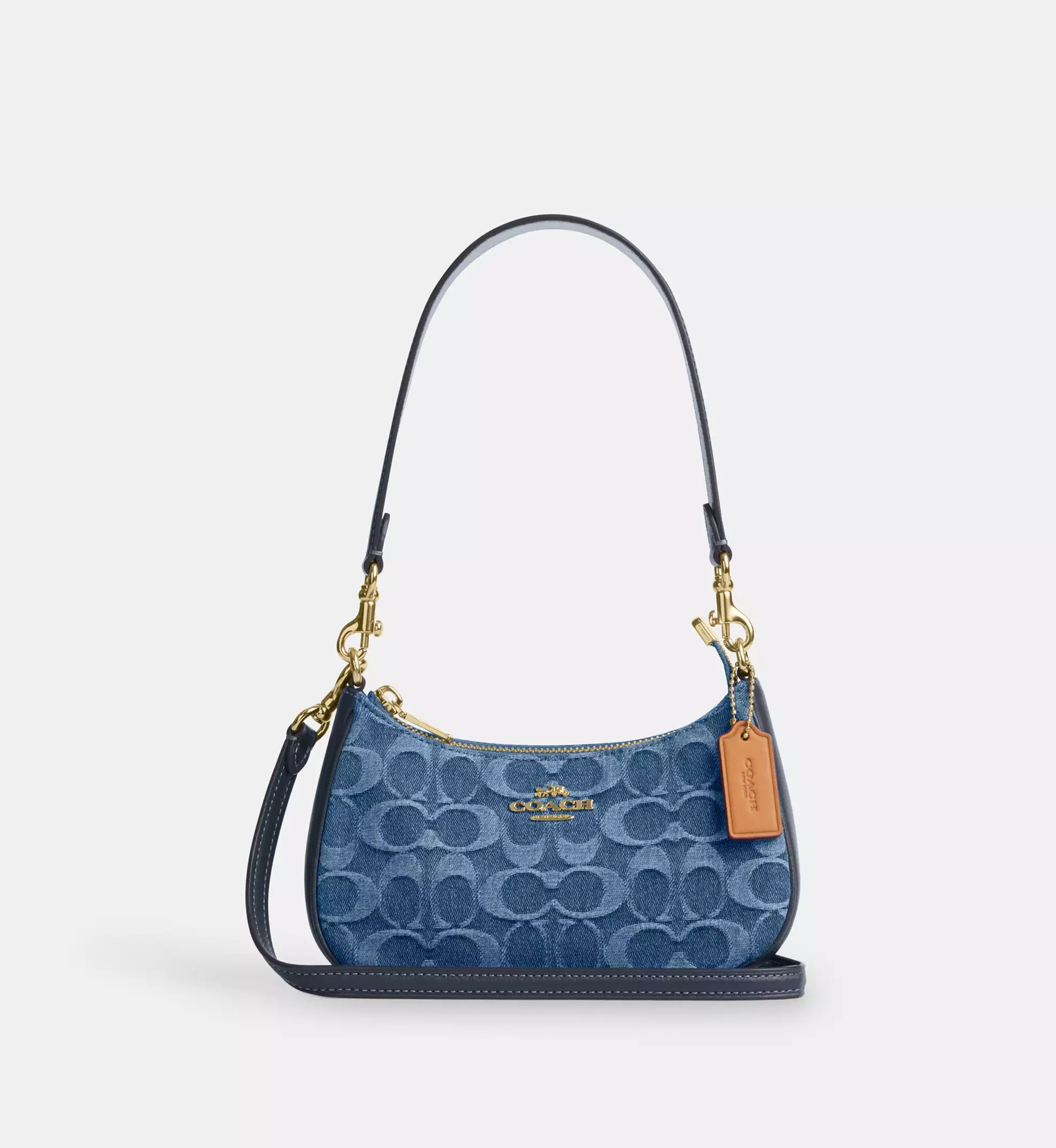 Coach Teri Shoulder Bag In Signature Denim 'Denim Gold Indigo'
