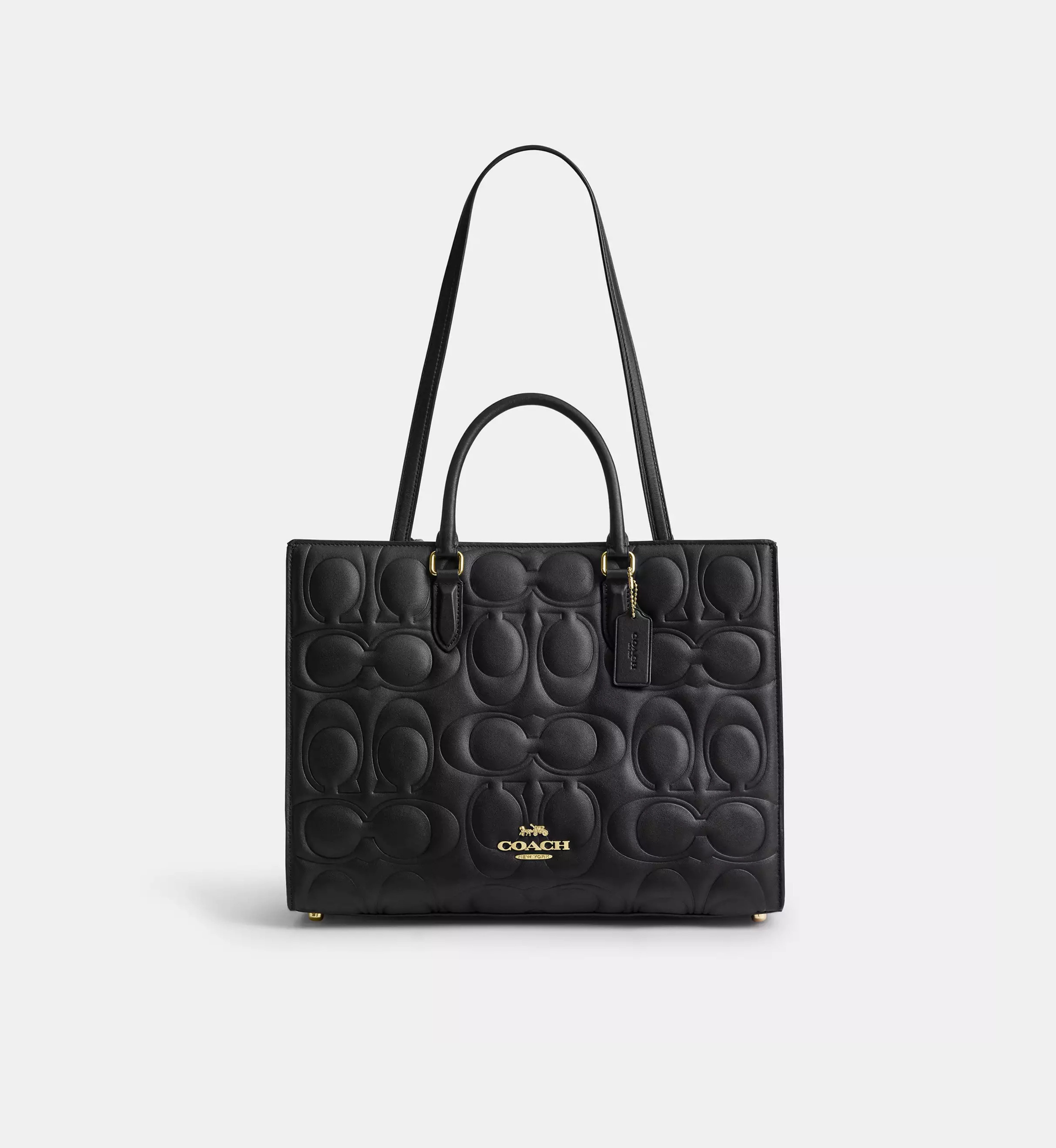 Coach Maggie Tote Bag In Signature Leather 'Smooth Leather Gold Black'