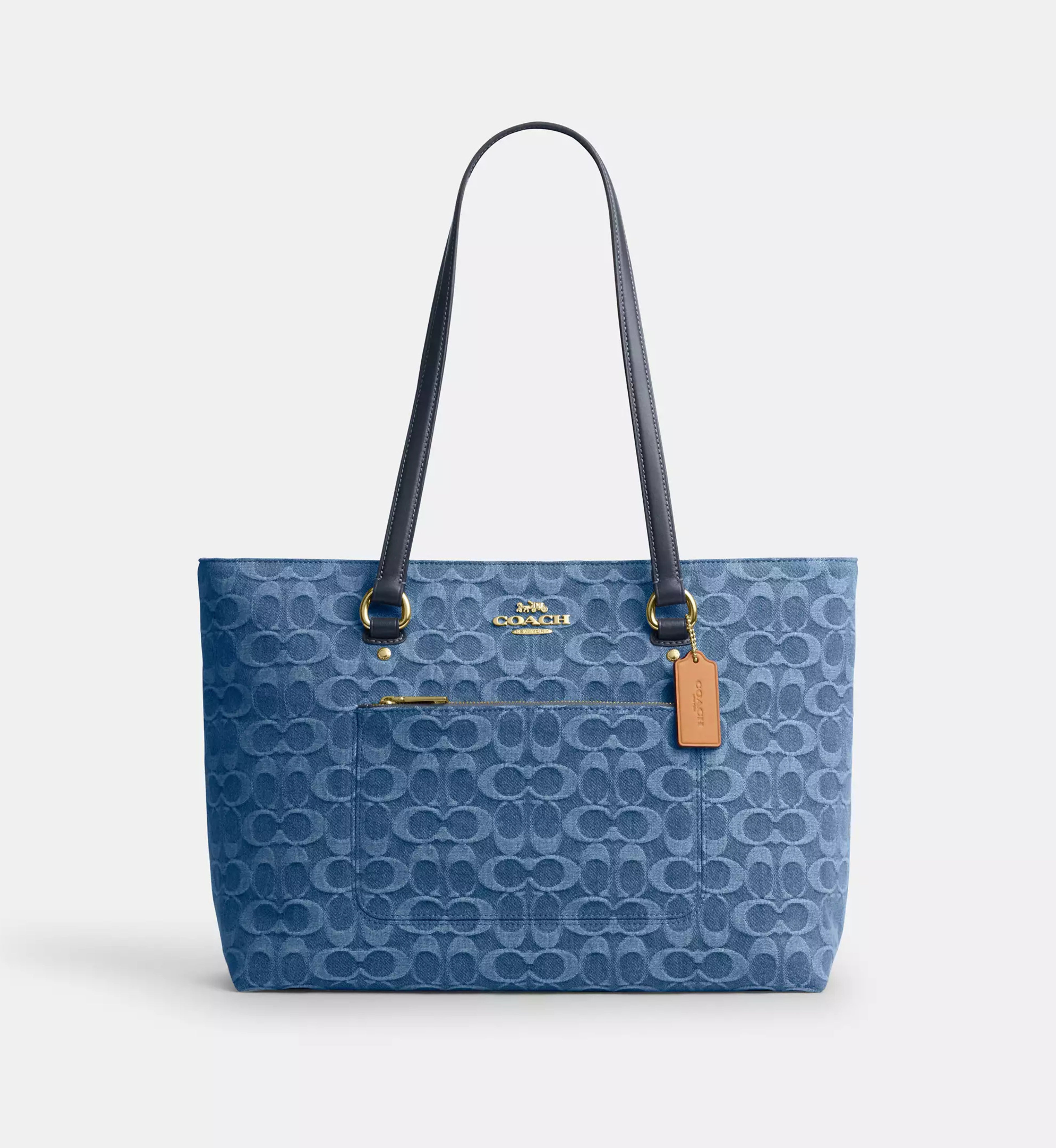 Coach Station Tote Bag In Signature Denim 'Denim Gold Indigo'