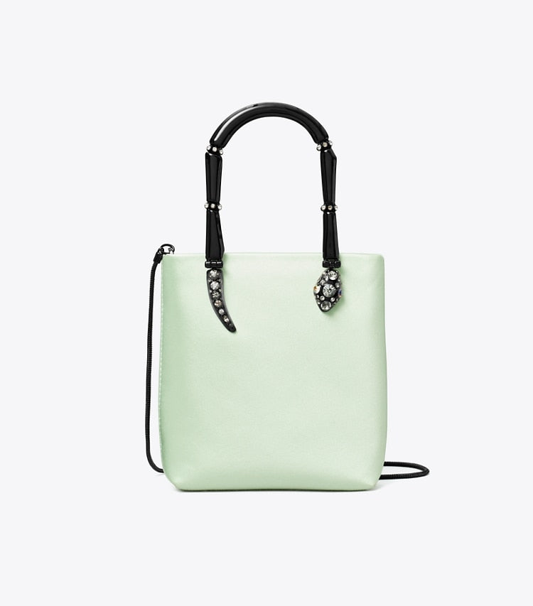 Tory Burch Mini Satin Snake Handle Tote Mint