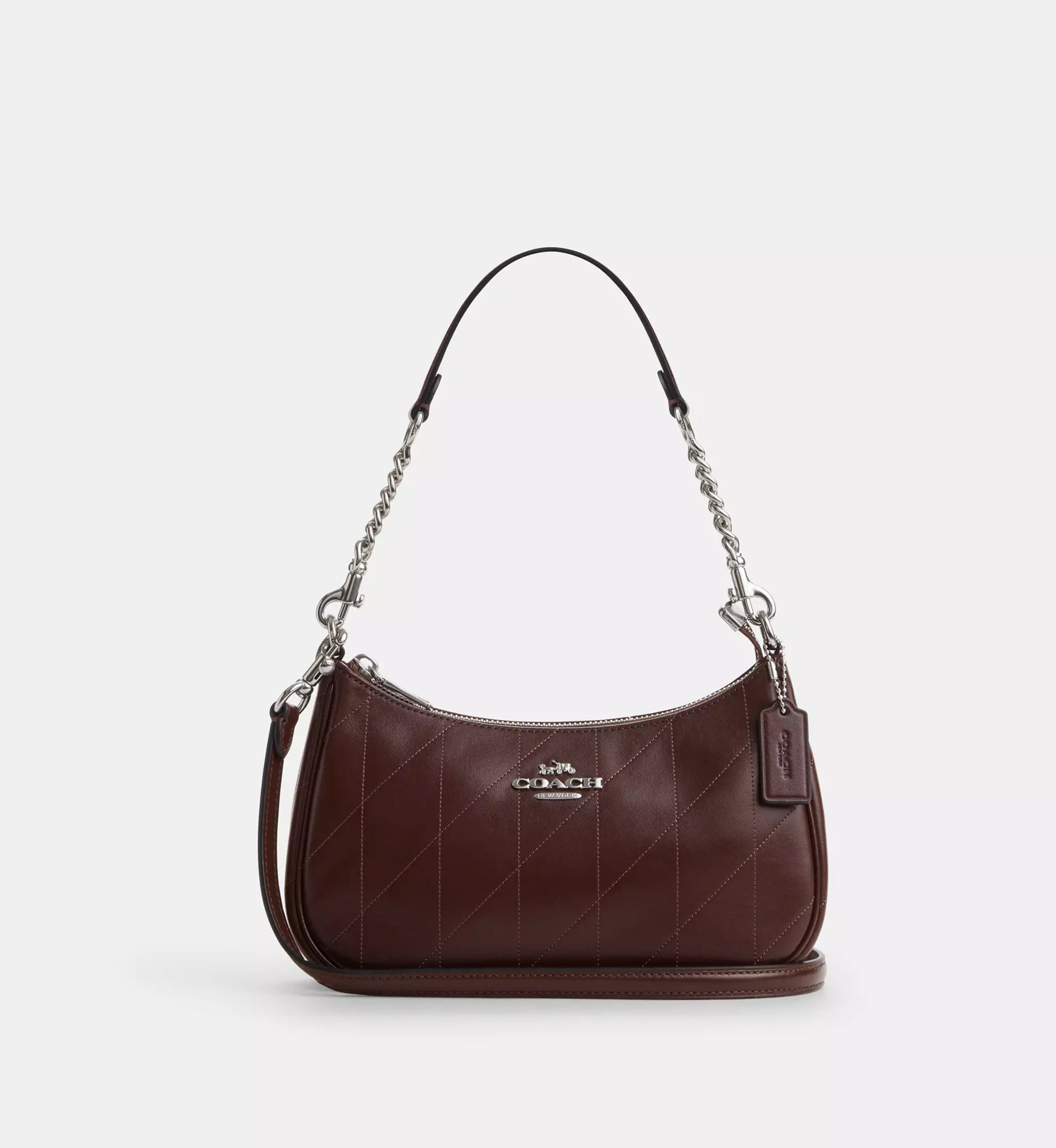Coach Teri Shoulder Bag With Quilting 'Smooth Leather Silver Maple'