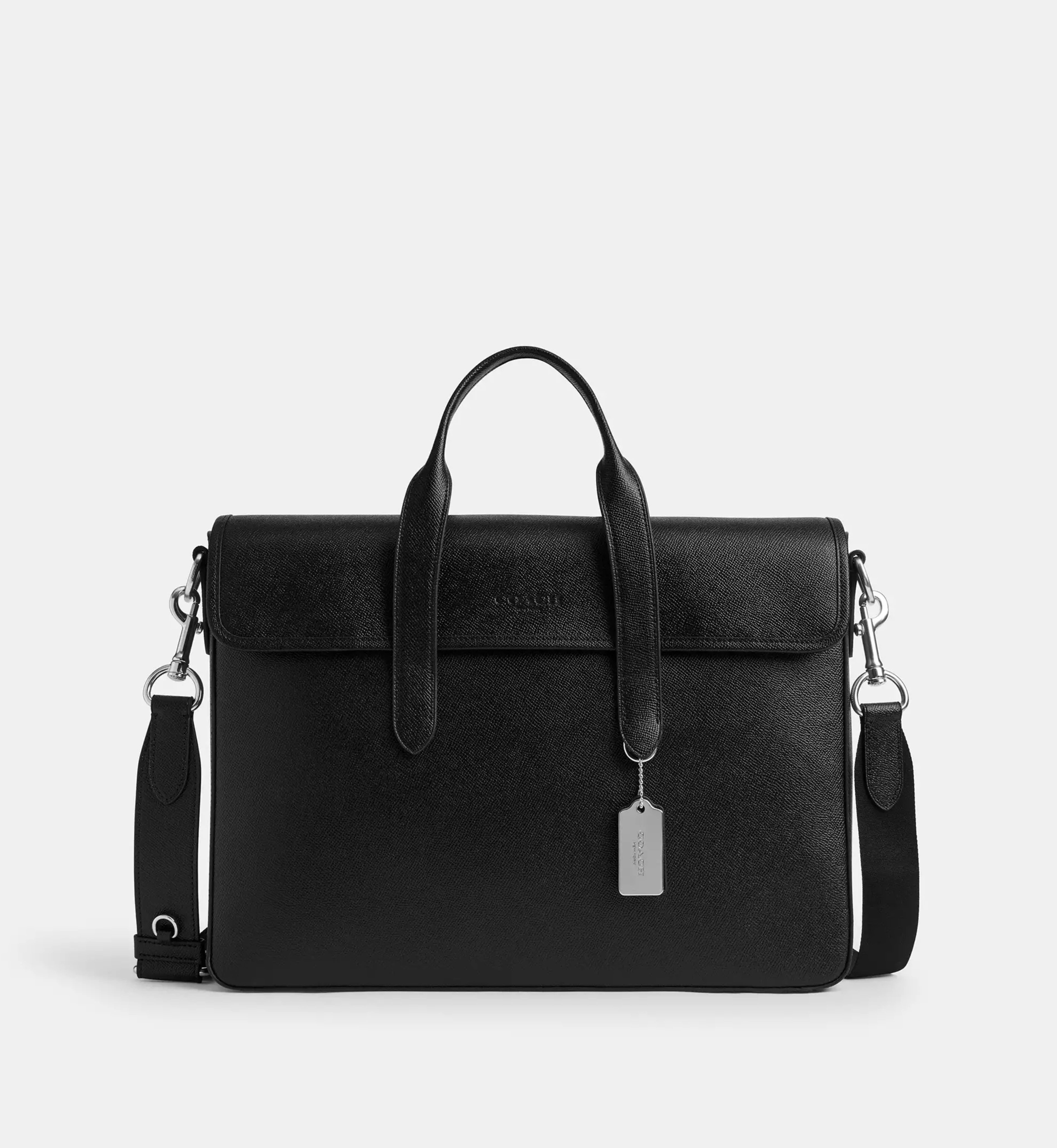Coach Sullivan Portfolio Brief 'Crossgrain Leather Silver Black'