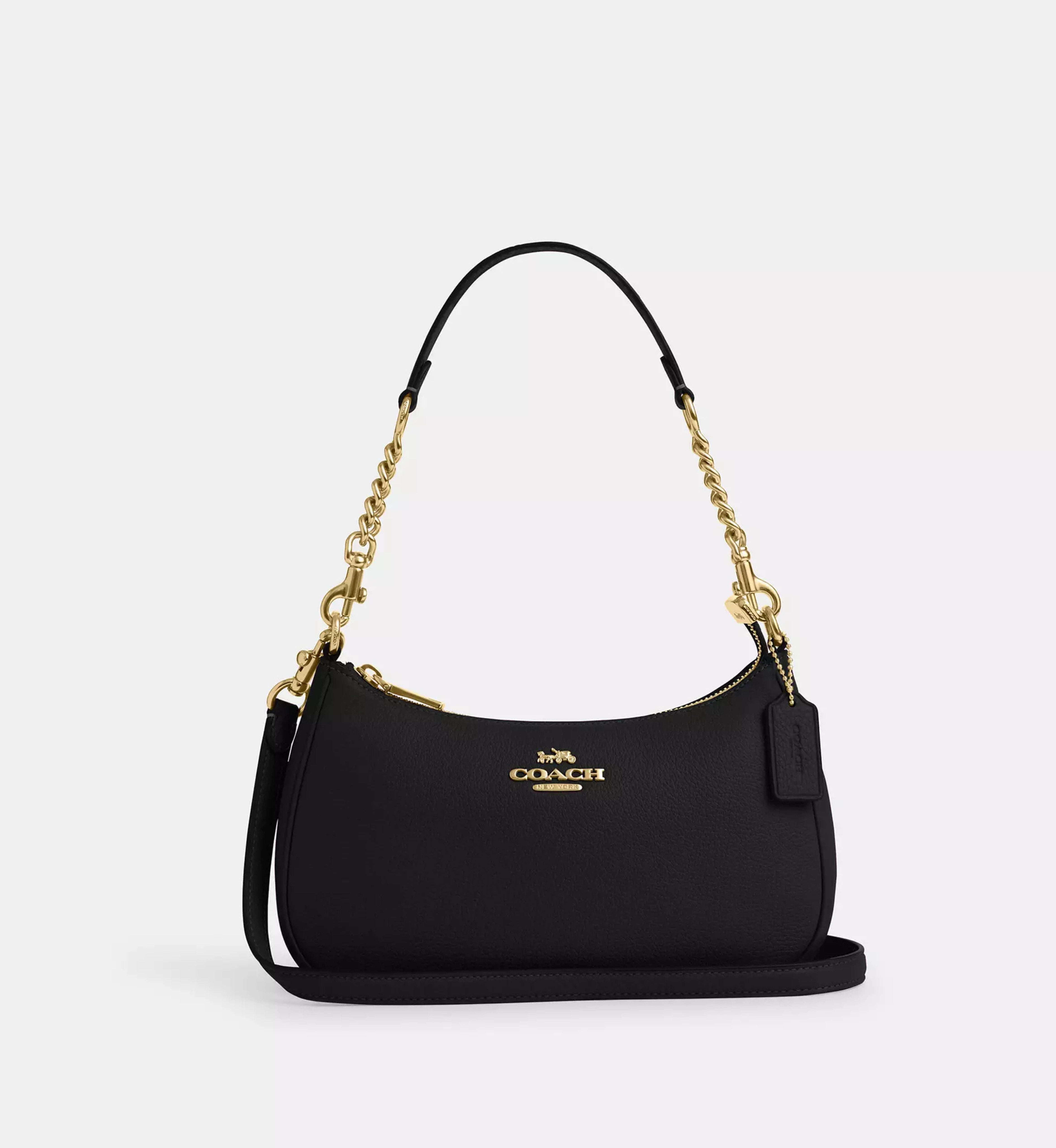 Coach Teri Shoulder Bag 'Pebbled Leather Gold Black'