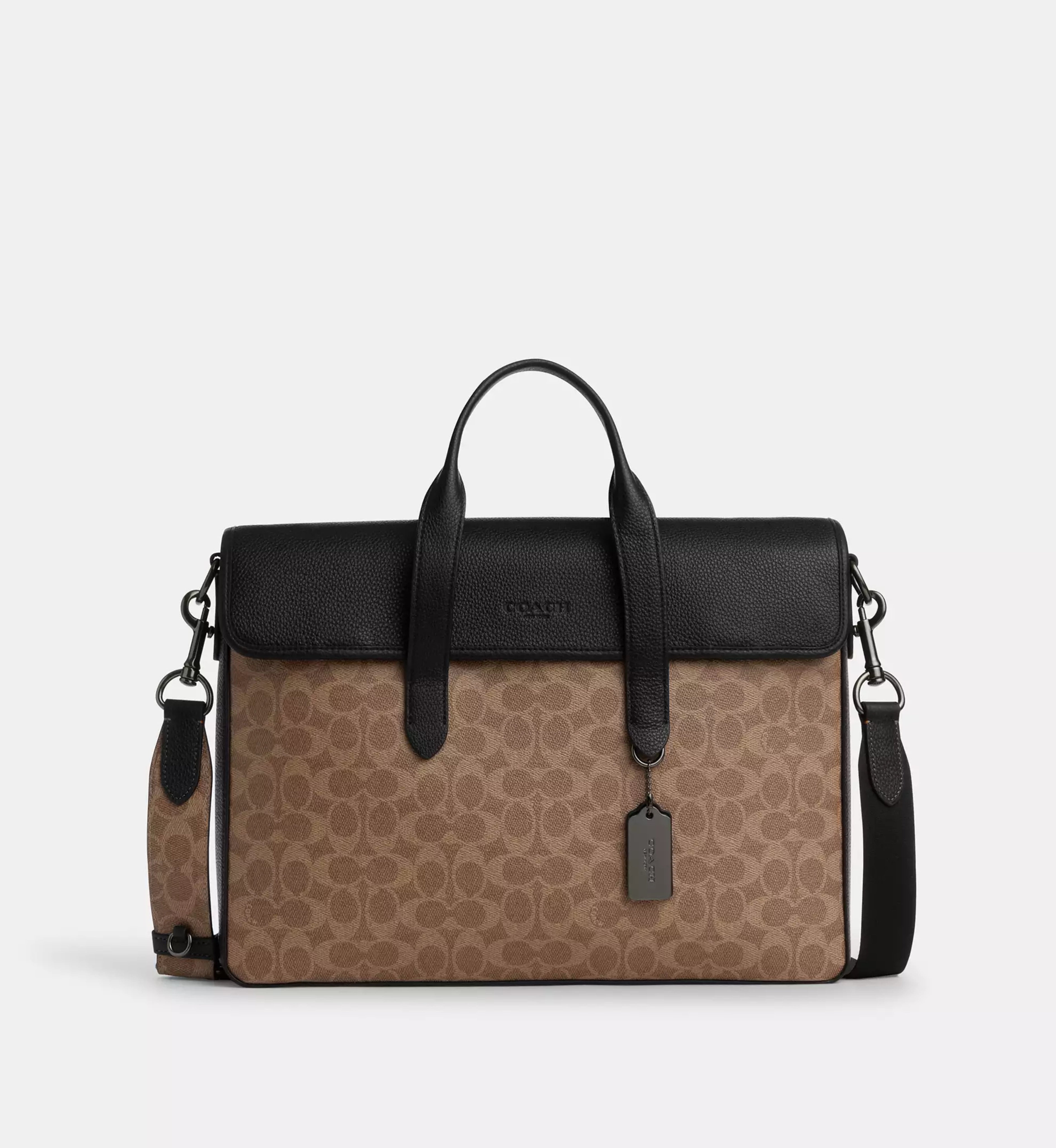 Sullivan Portfolio Brief In Signature Canvas 'Signature Canvas Gunmetal Tan Black'