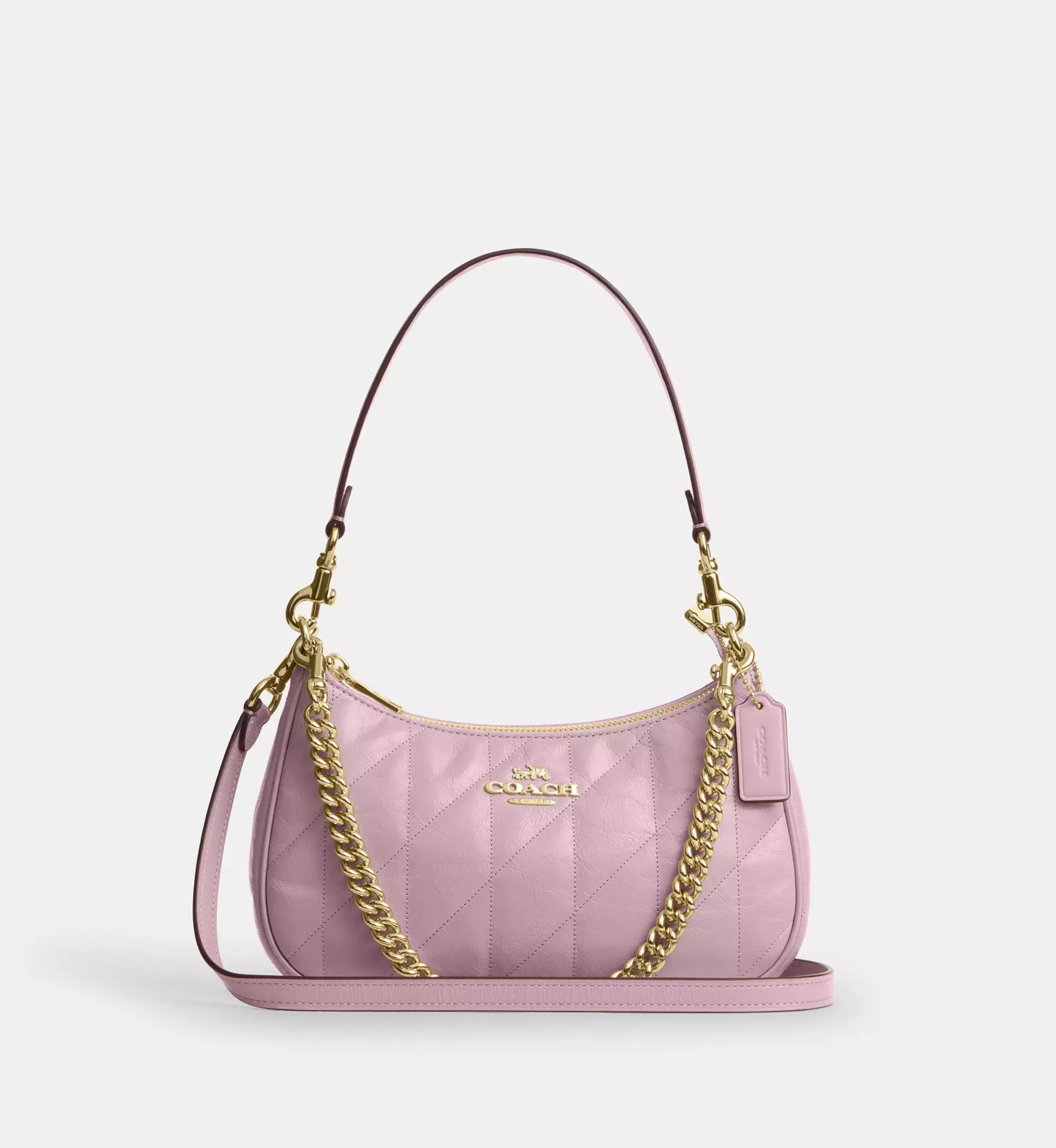 Coach Teri Shoulder Bag With Quilting 'Crinkle Leather Gold Carnation'