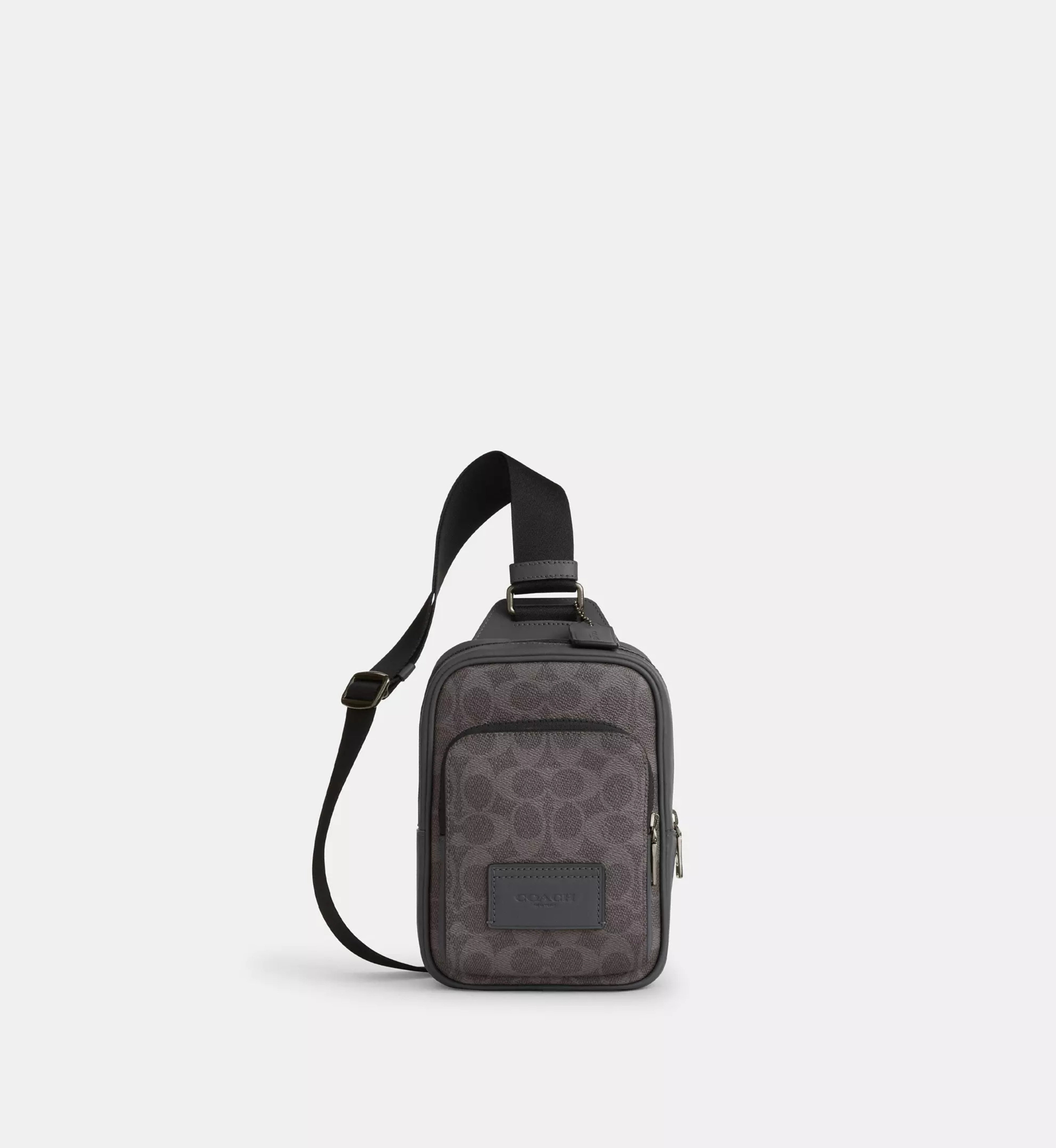 Coach Racer Sling Pack In Signature Canvas 'Signature Canvas Gunmetal Grey Charcoal'