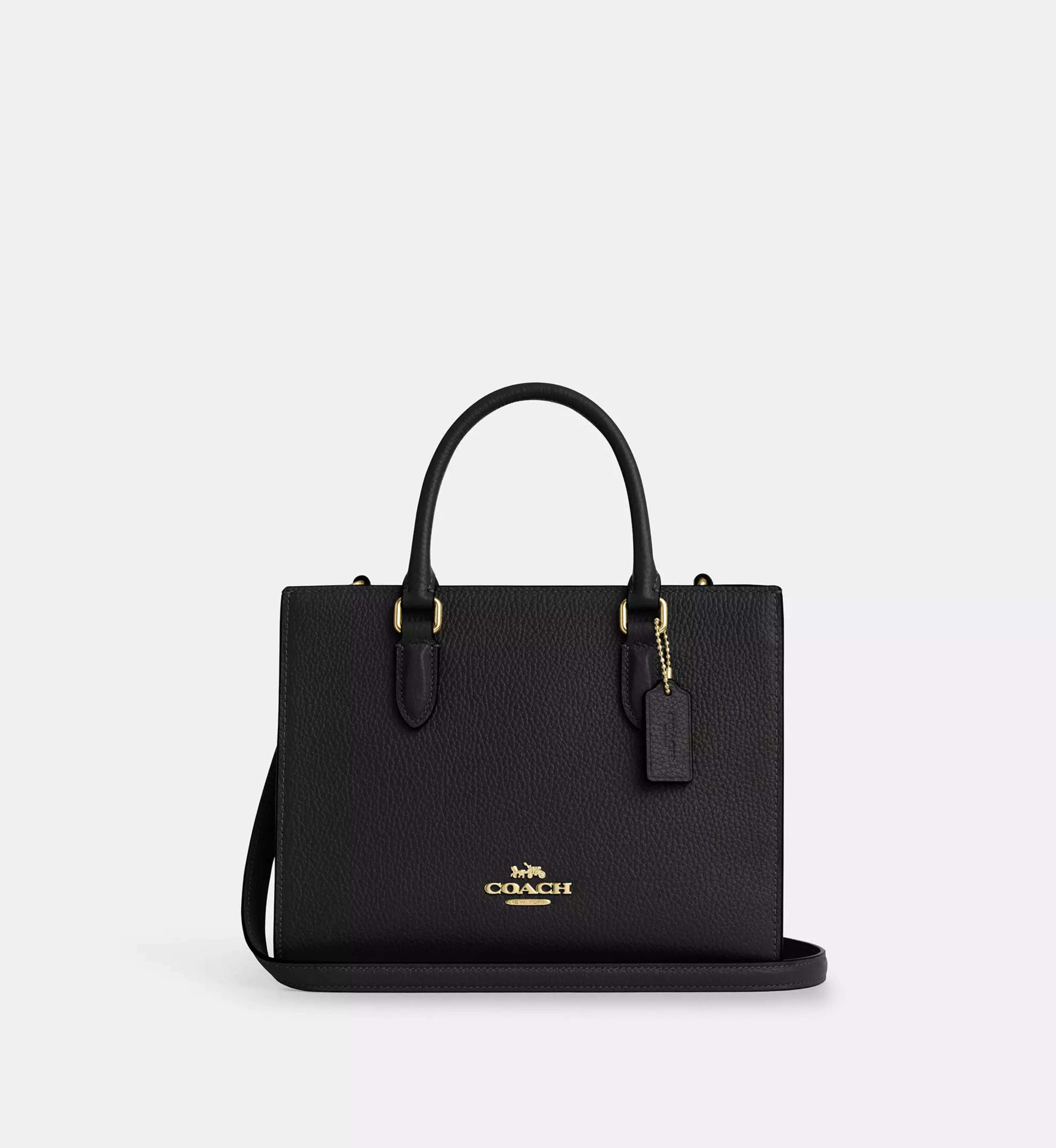 Coach Maggie Small Tote Bag 'Pebbled Leather Gold Black'