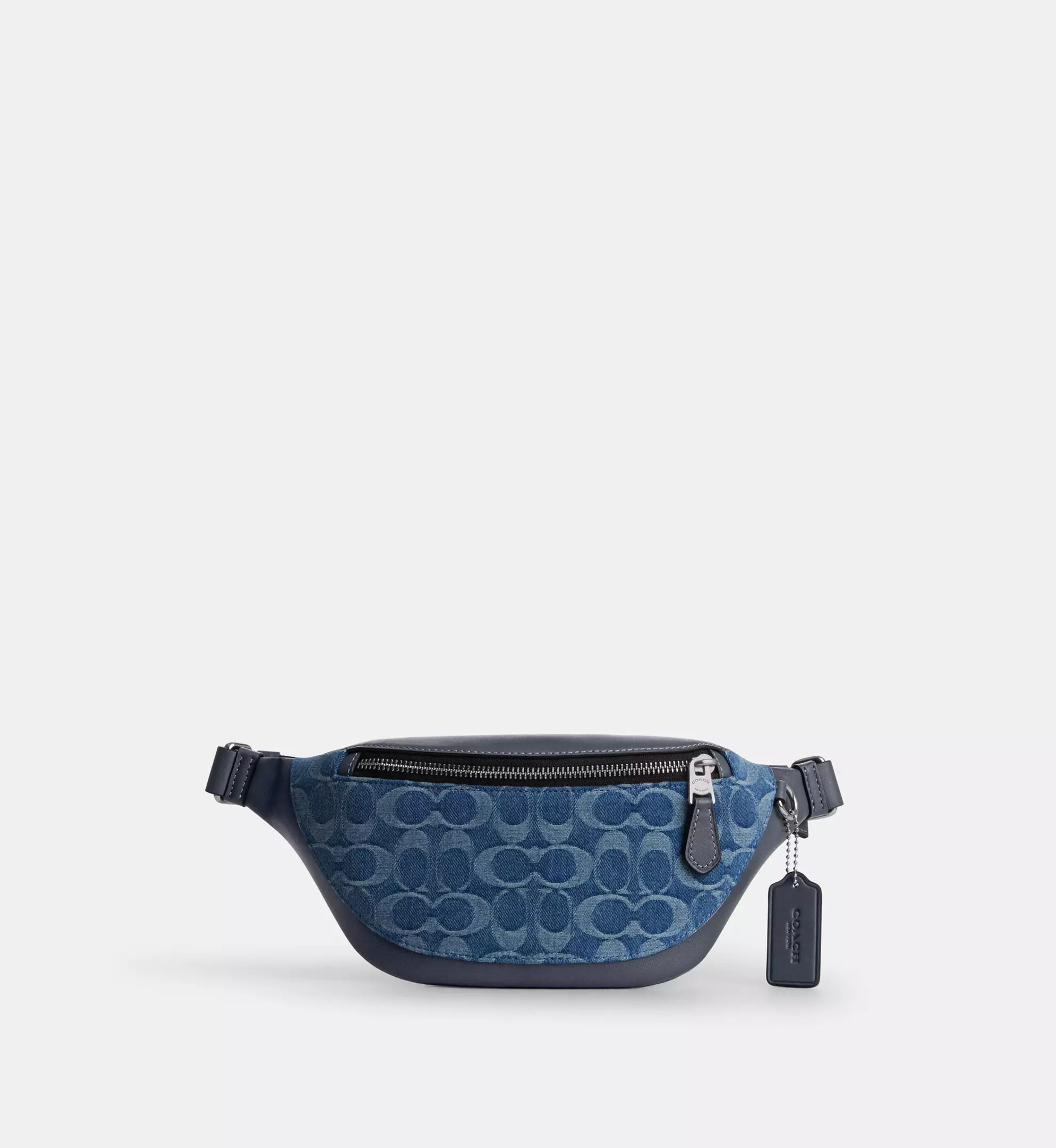Coach Warren Mini Belt Bag In Signature Denim 'Denim Silver Denim'
