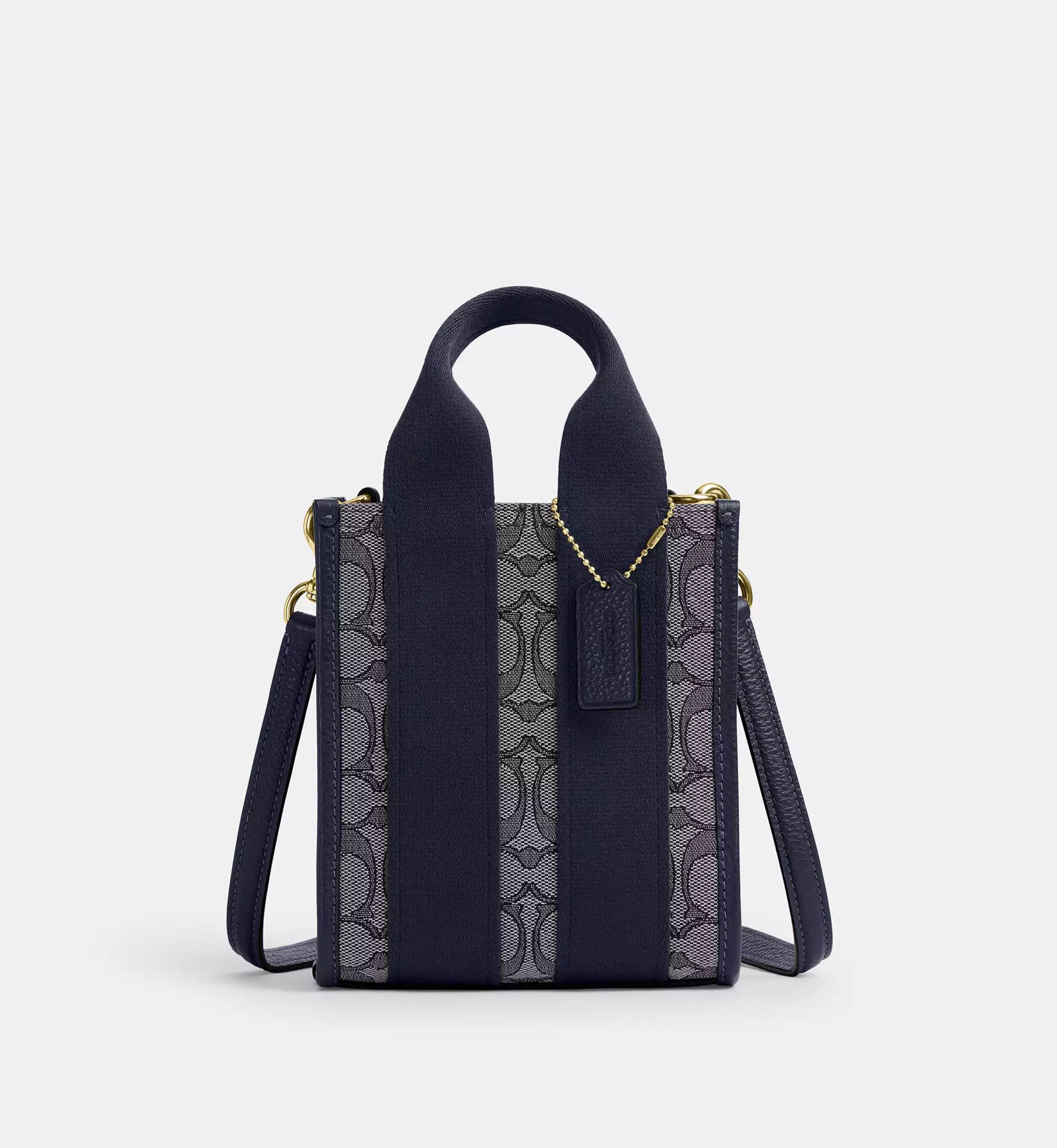 Coach Smith Mini Tote Bag In Signature Jacquard 'Signature Jacquard Gold Navy Midnight Navy'