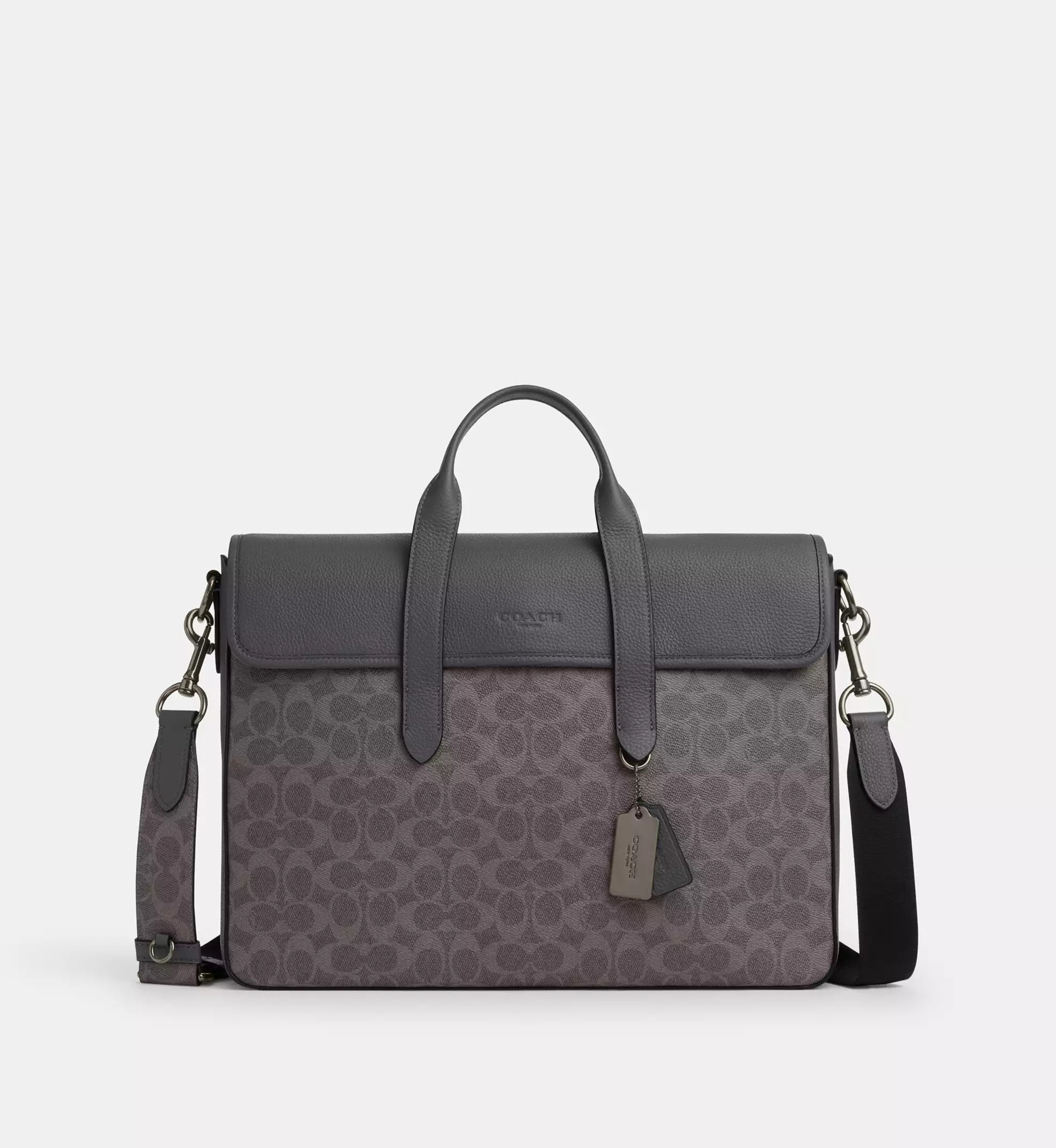 Coach Sullivan Portfolio Brief In Signature Canvas 'Signature Canvas Gunmetal Grey Charcoal'