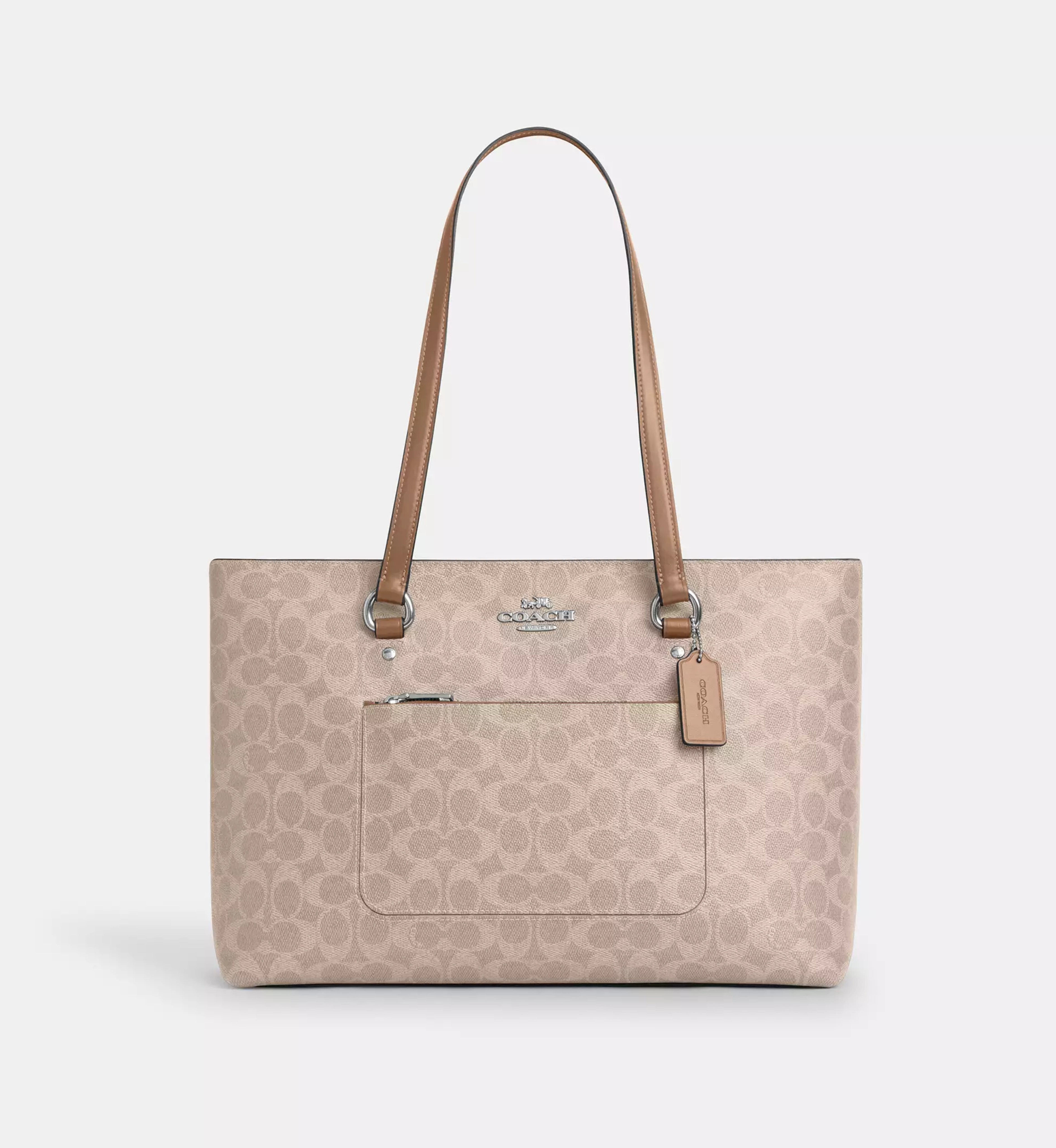 Coach Station Tote Bag In Signature Canvas 'Signature Canvas Silver Sand Taupe'