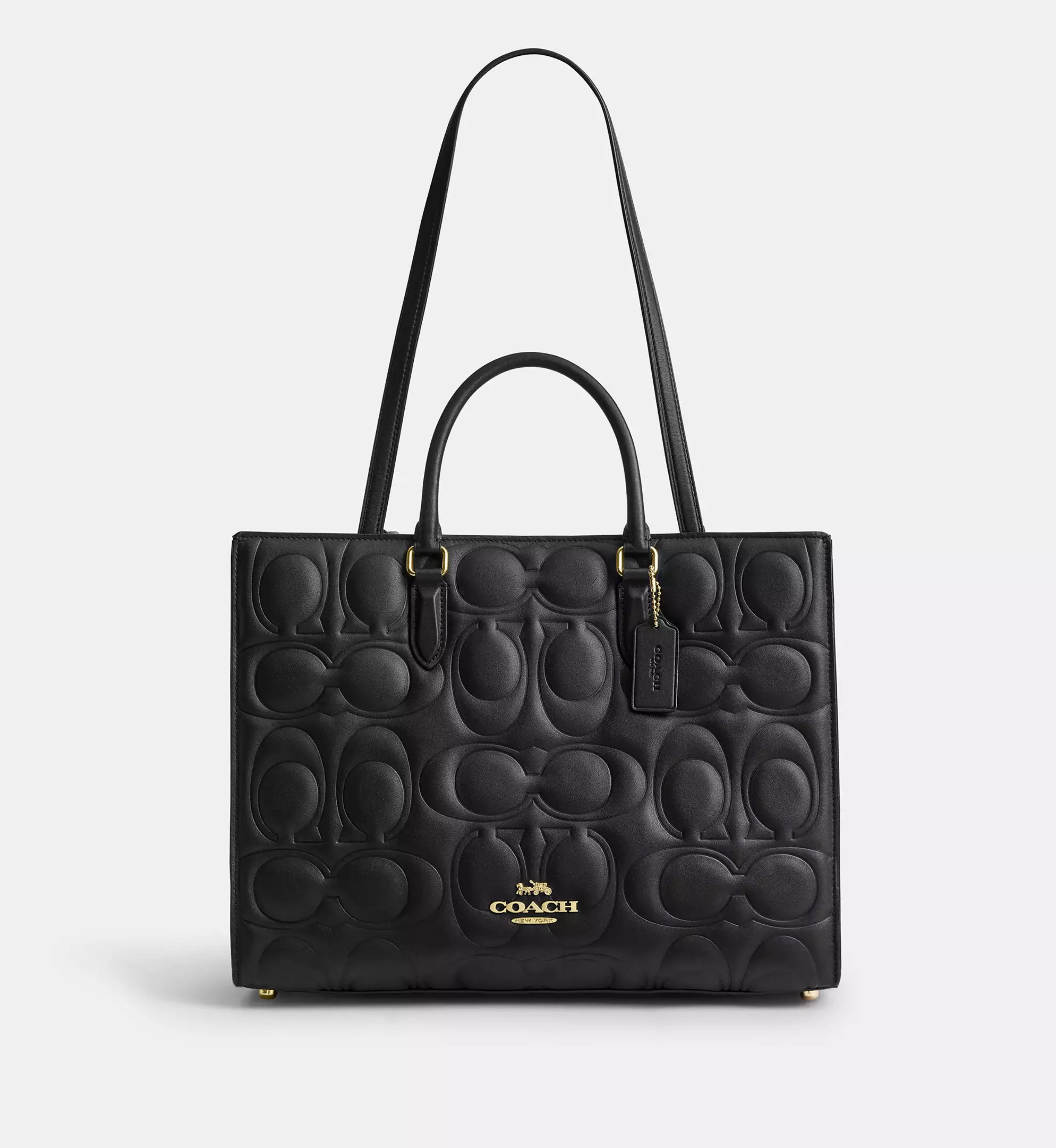 Coach Maggie Tote Bag In Signature Leather  'Smooth Leather Gold Black'