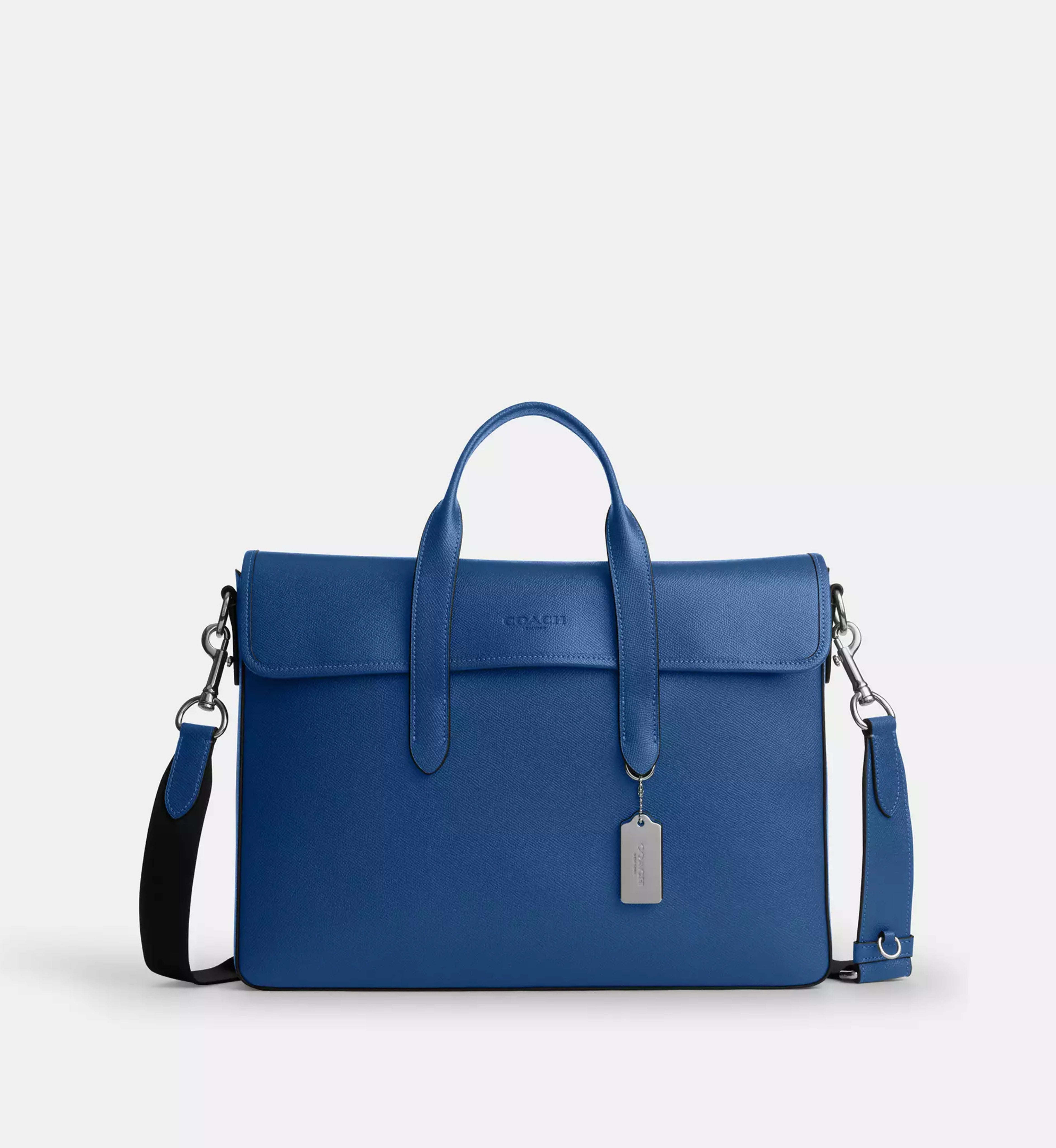 Coach Sullivan Portfolio Brief 'Crossgrain Leather Silver True Blue'