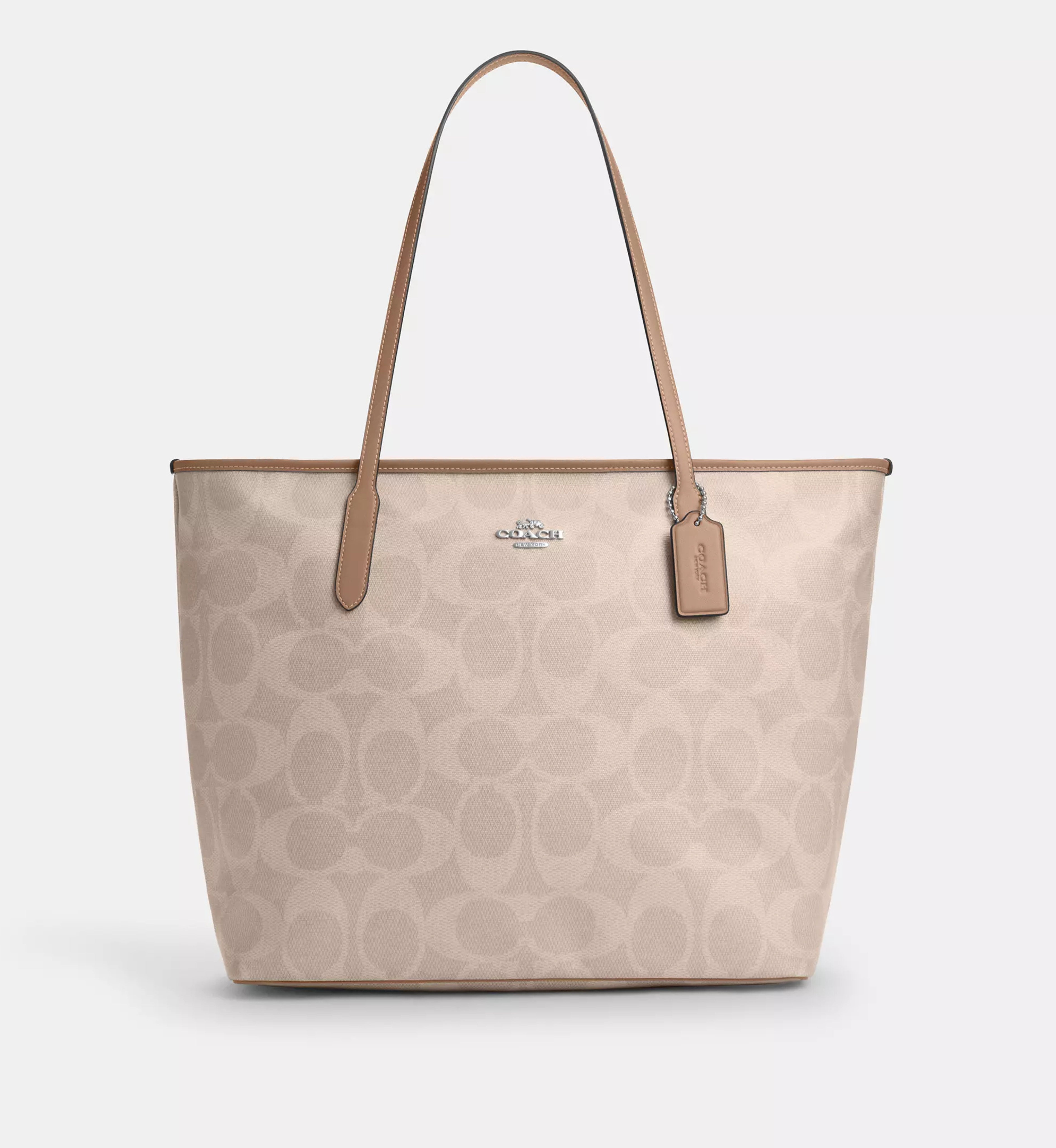 Coach Large City Tote Bag In Maxi Signature Canvas 'Signature Canvas Silver Sand Taupe'
