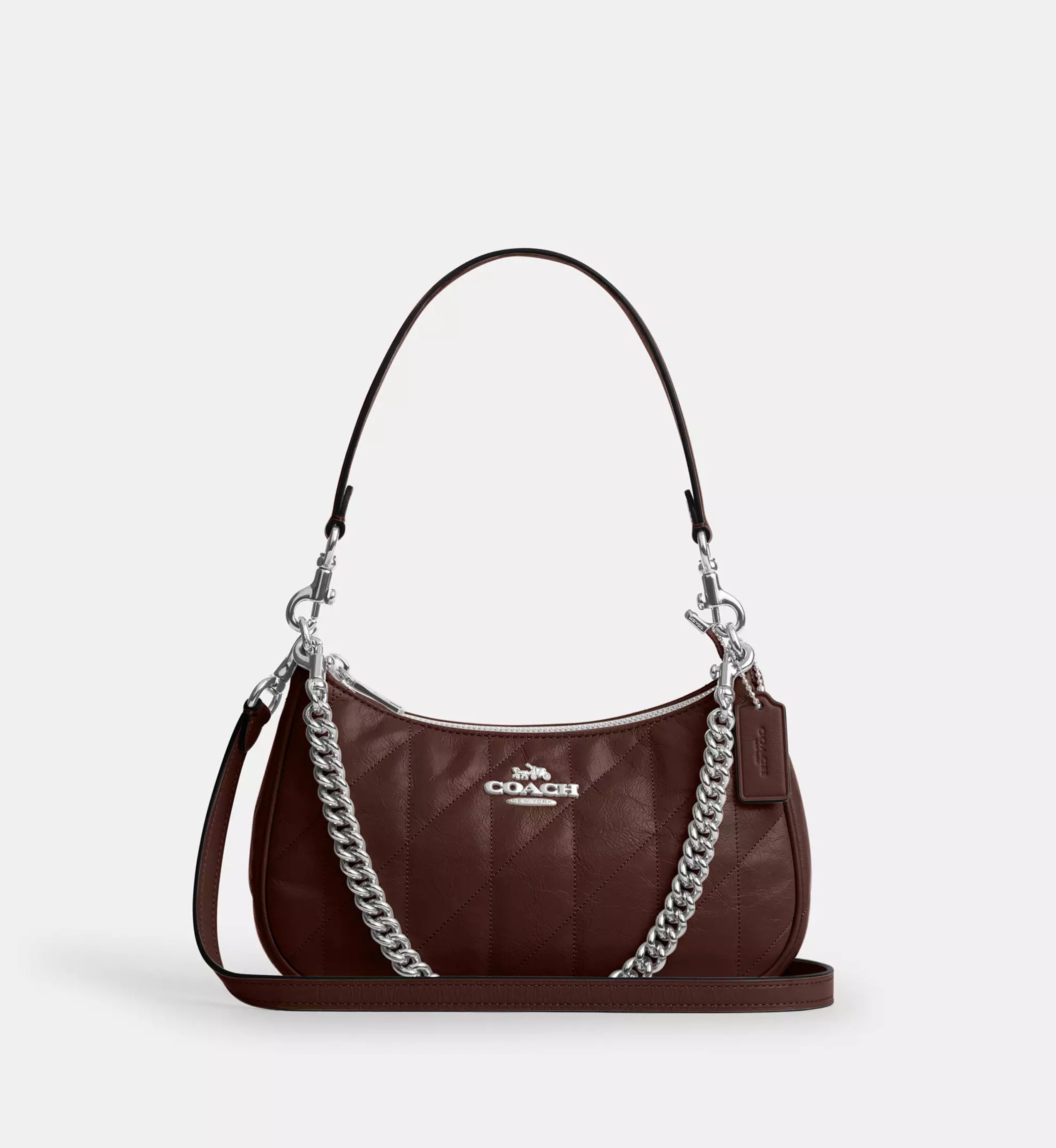 Coach Teri Shoulder Bag With Quilting 'Crinkle Leather Silver Maple'