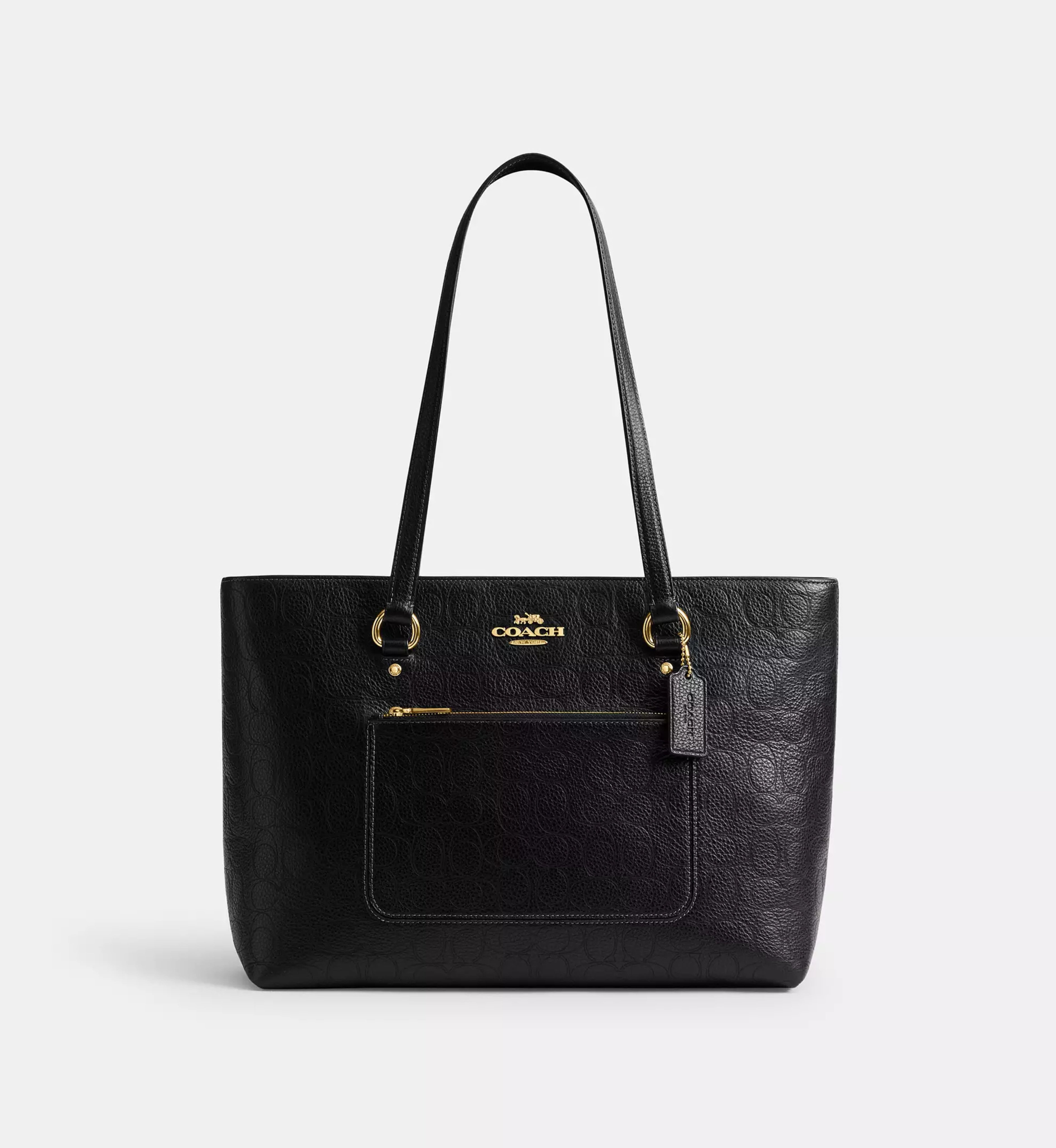 Coach Station Tote Bag In Signature Leather 'Pebbled Leather Gold Black'