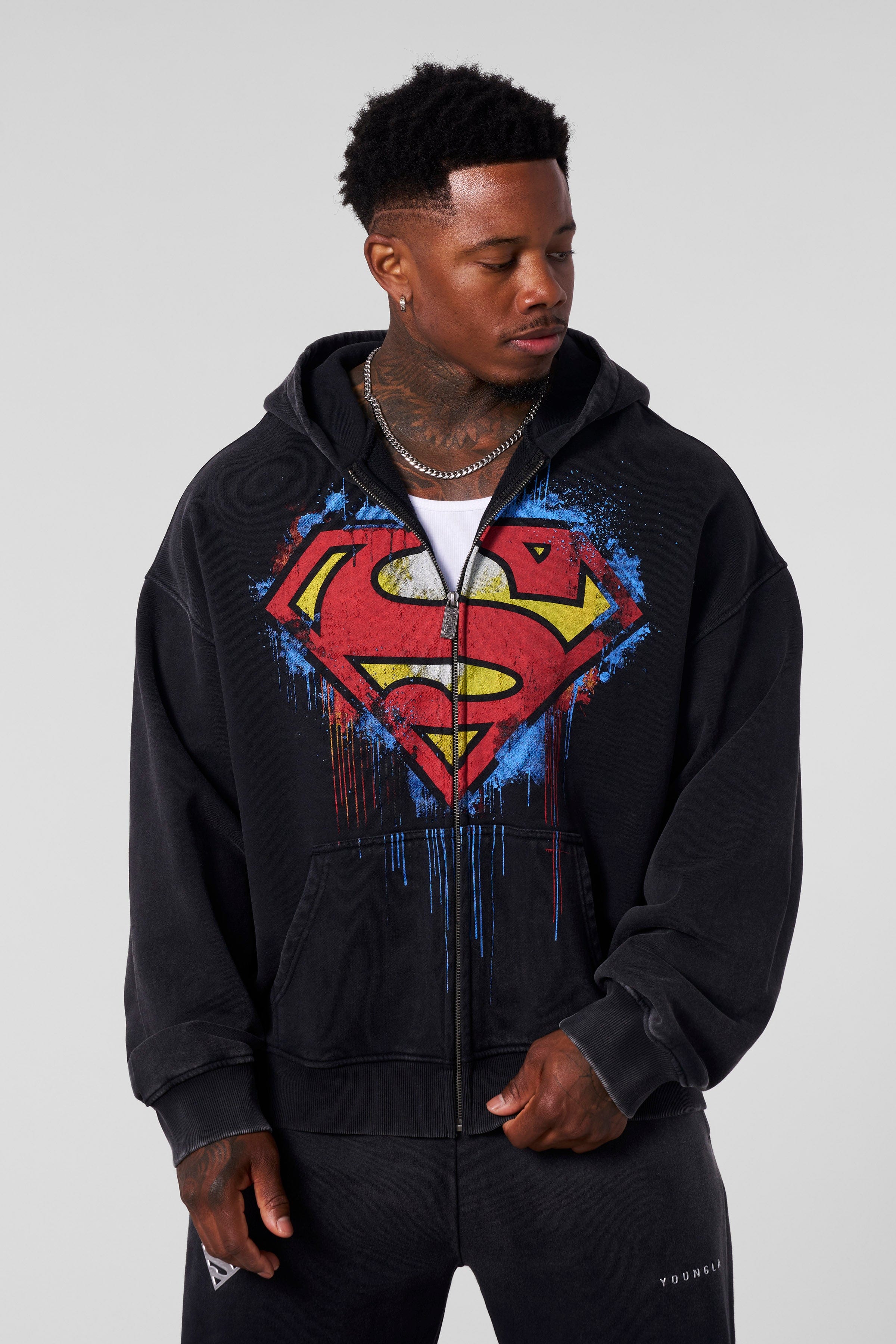 YoungLa 5011 - Superman Drip Zip-Ups 'Black Wash'