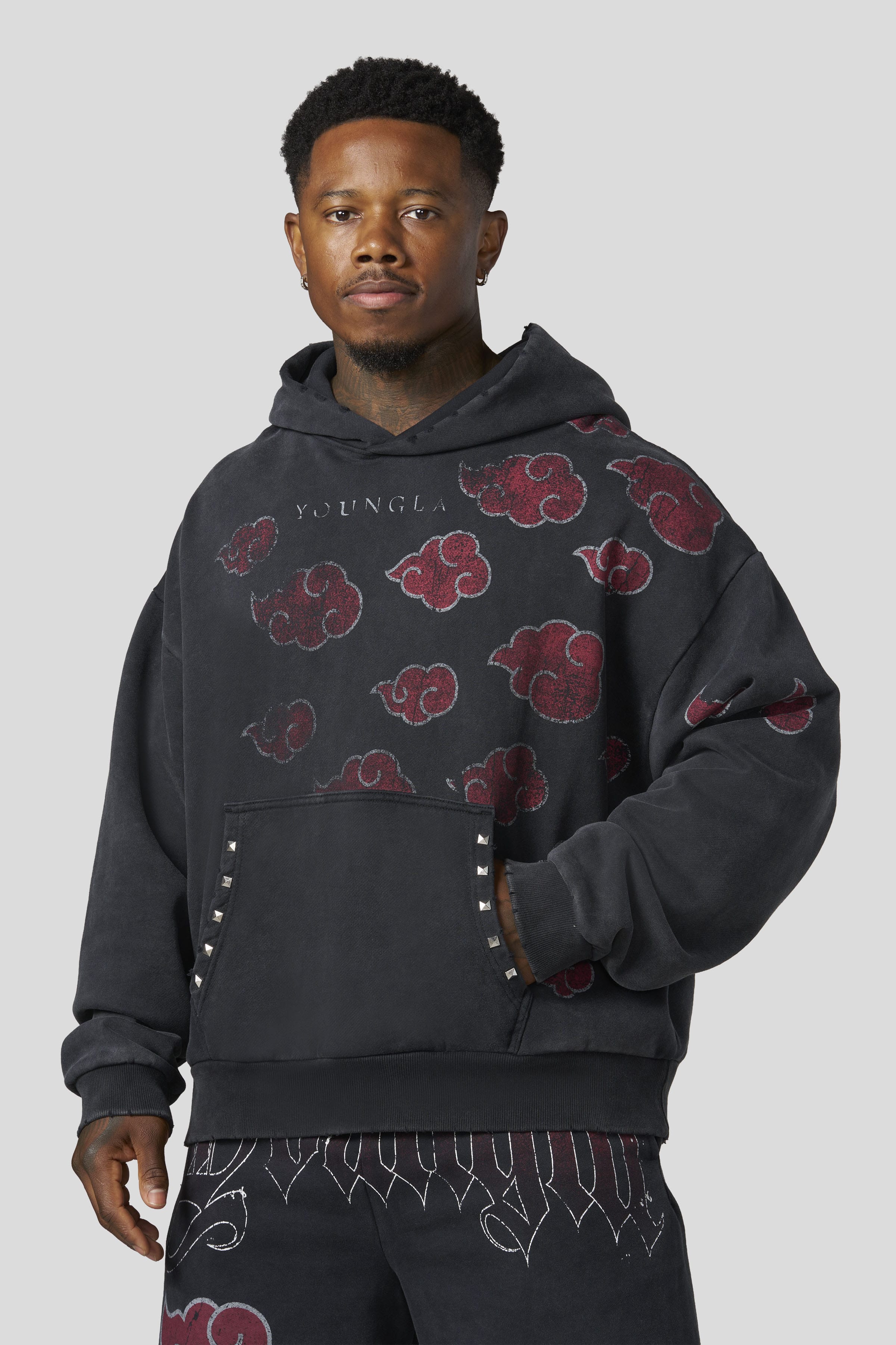 YoungLa 5083 - Naruto Stud Artwork Hoodies 'Akatsuki'