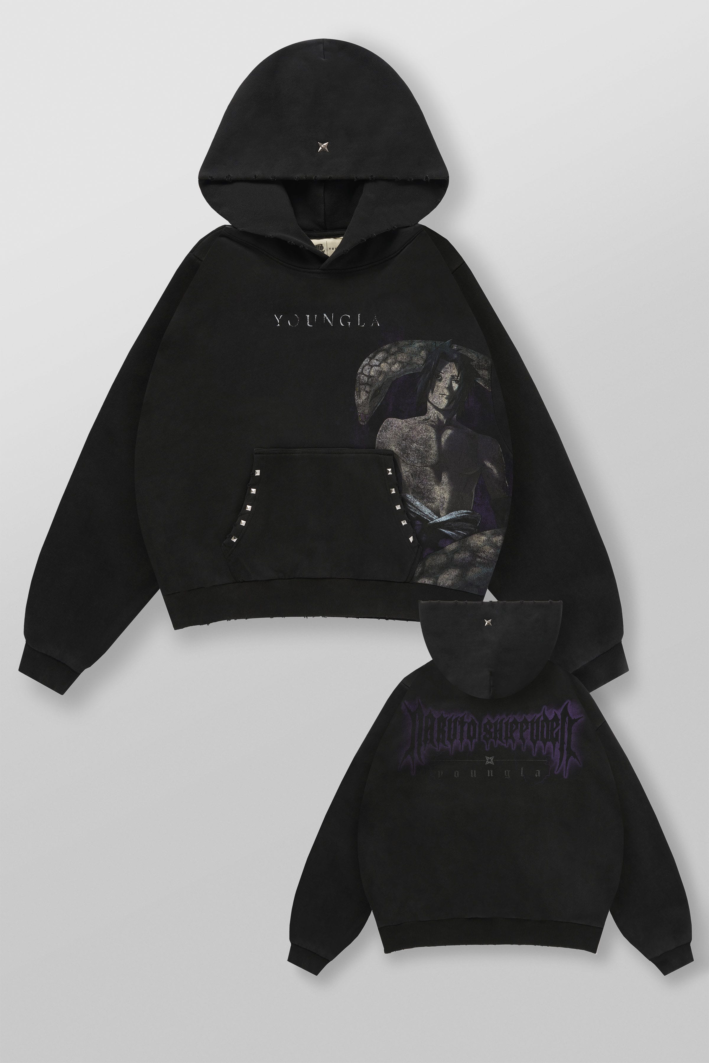 YoungLa 5083 - Naruto Stud Artwork Hoodies 'Snake'