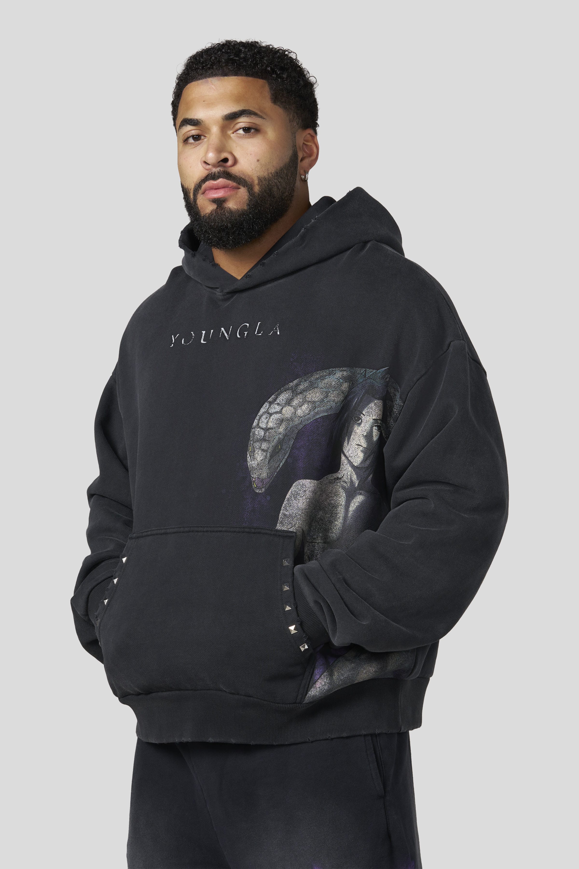YoungLa 5083 - Naruto Stud Artwork Hoodies 'Snake'