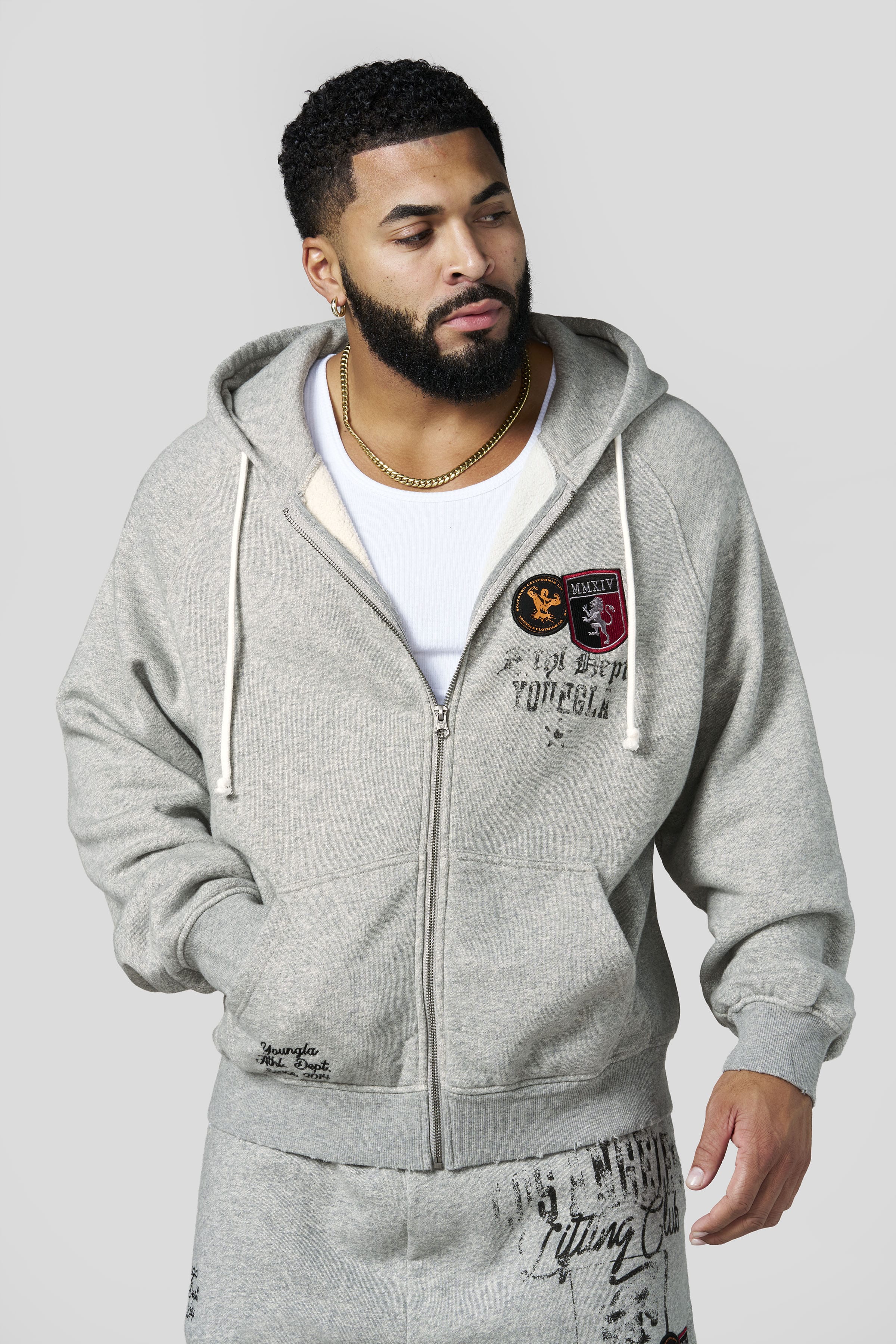 YoungLA 5132 - Golden Era Zip-Ups 'Heather Grey'
