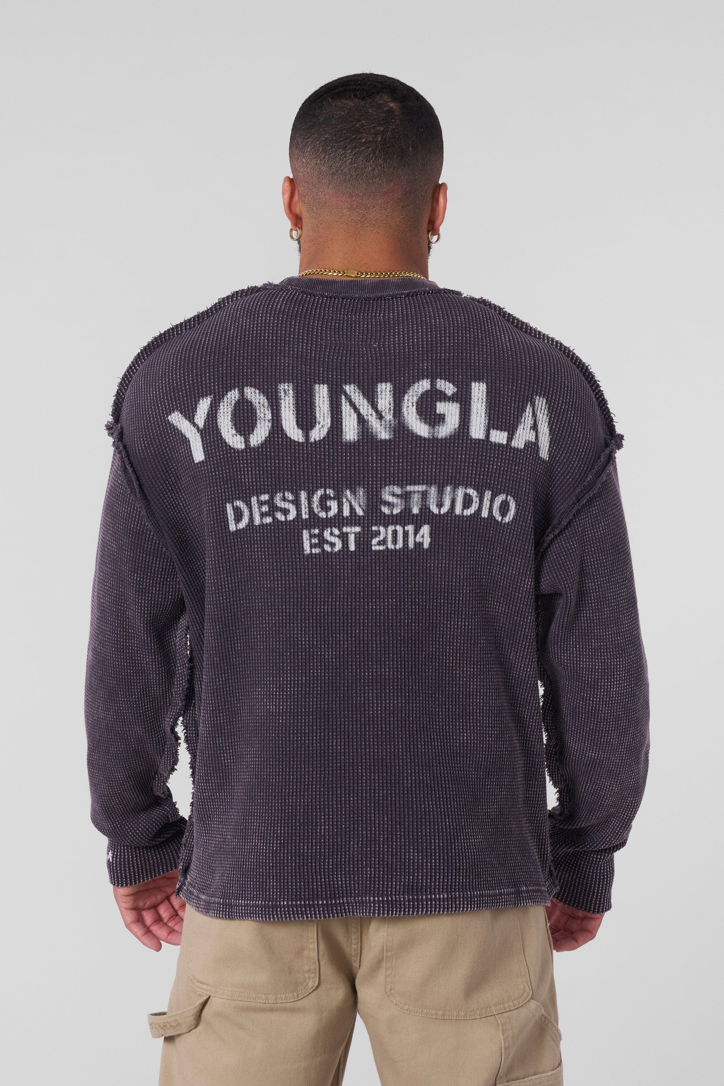Young La 5158 - Deconstructed Stencil Thermal 'Charcoal Wash'