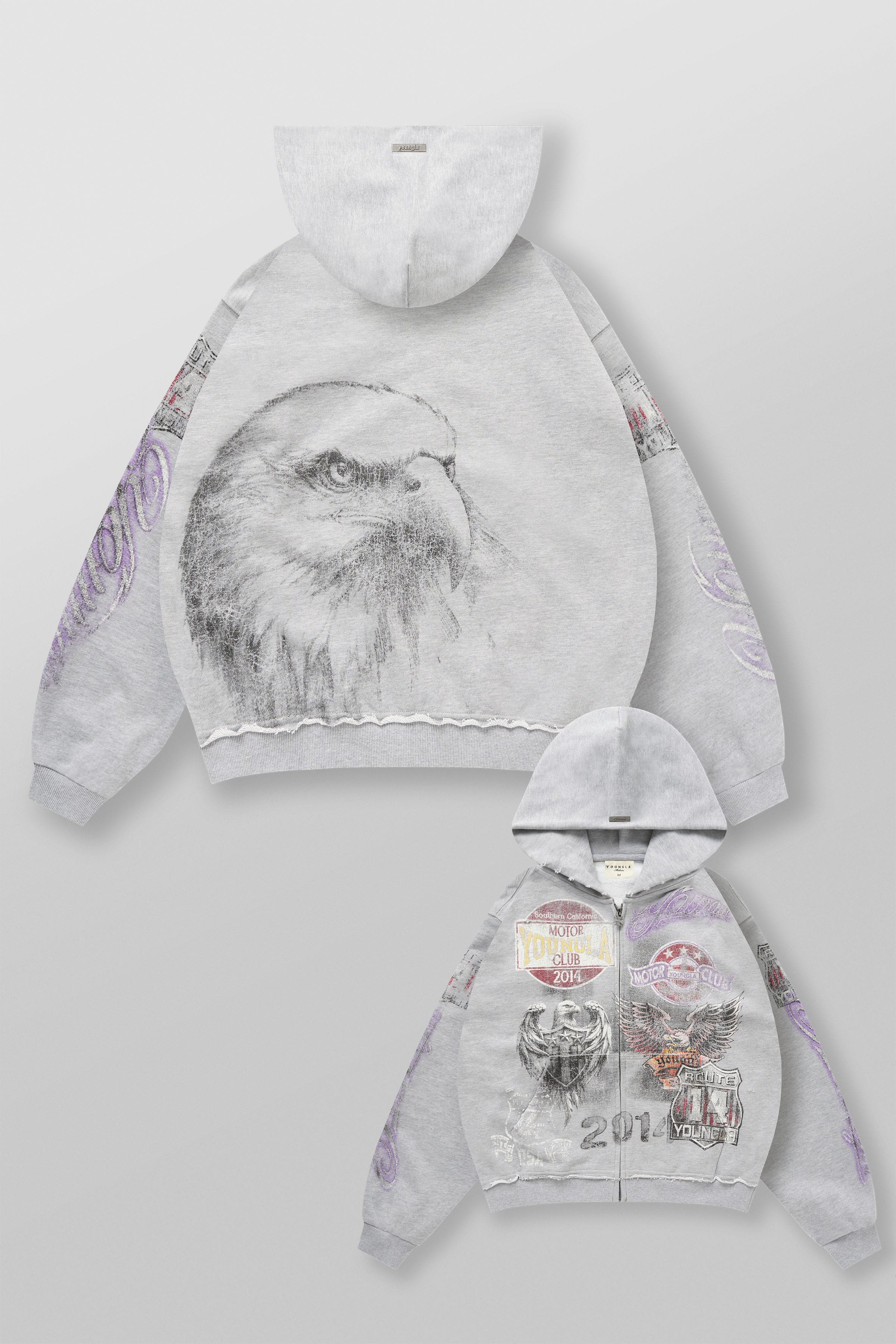 YoungLA 5201 - Moto Zip-Ups 'Heather Grey'